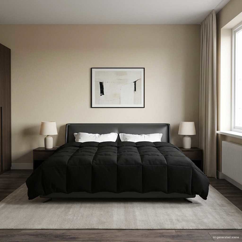 Pilna gada sega Tikštas Melna 200 x 200 cm Mikrošķiedra