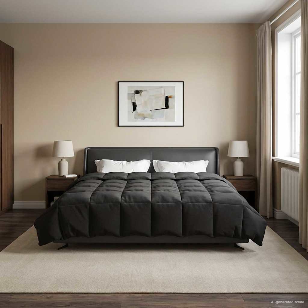 Žiemos antklodė Tikštas Juoda 220 x 260 cm Mikropluoštas