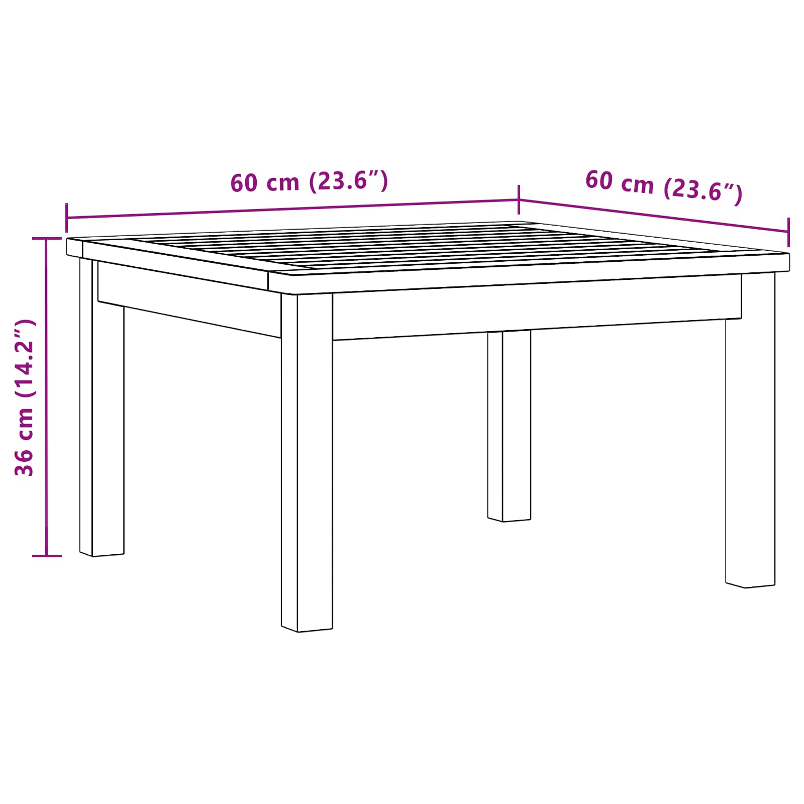 Coffee table Light acacia 60 x 60 x 36 cm
