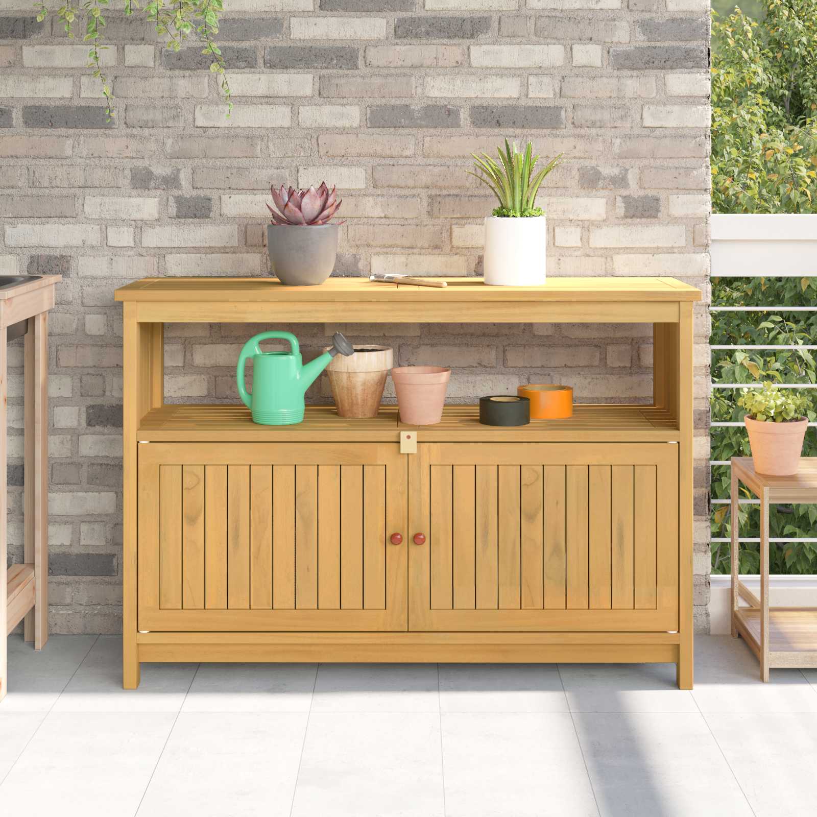 Garden Console Table Light Acacia 110 x 35 x 75 cm