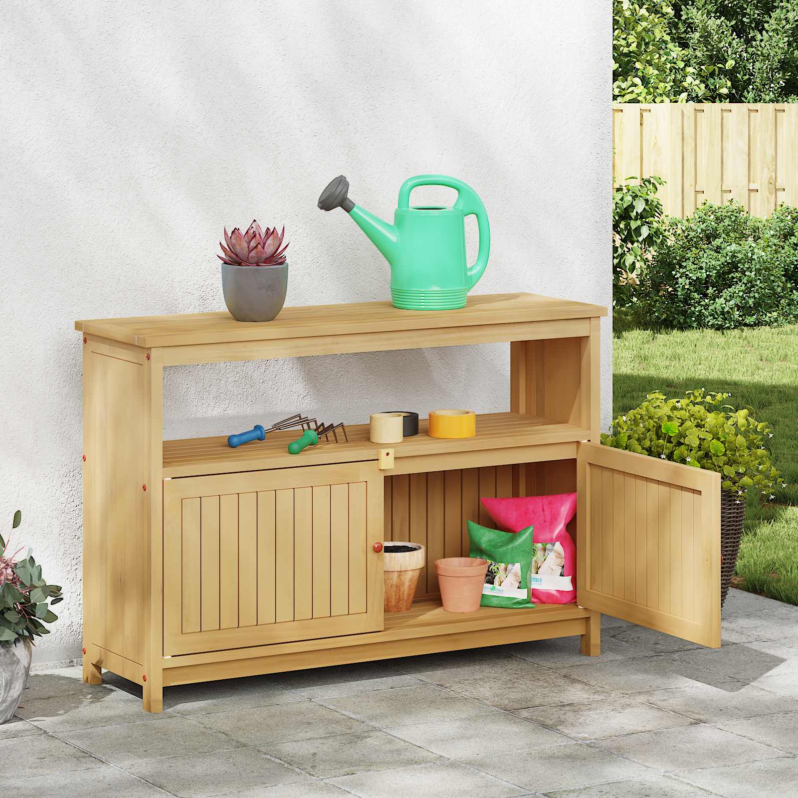 Garden Console Table Light Acacia 110 x 35 x 75 cm