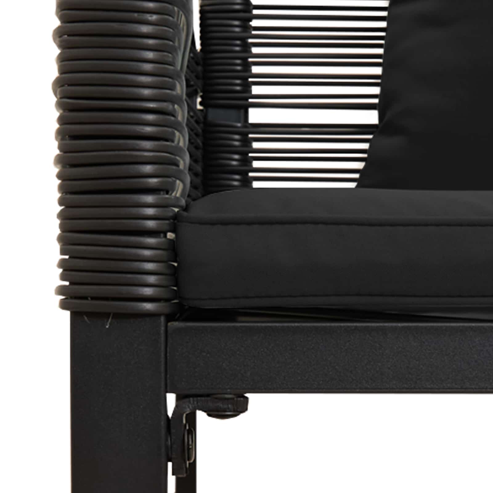 Lauko suolas su pagalve Juoda 117 x 54 x 74.5 cm poliratanas