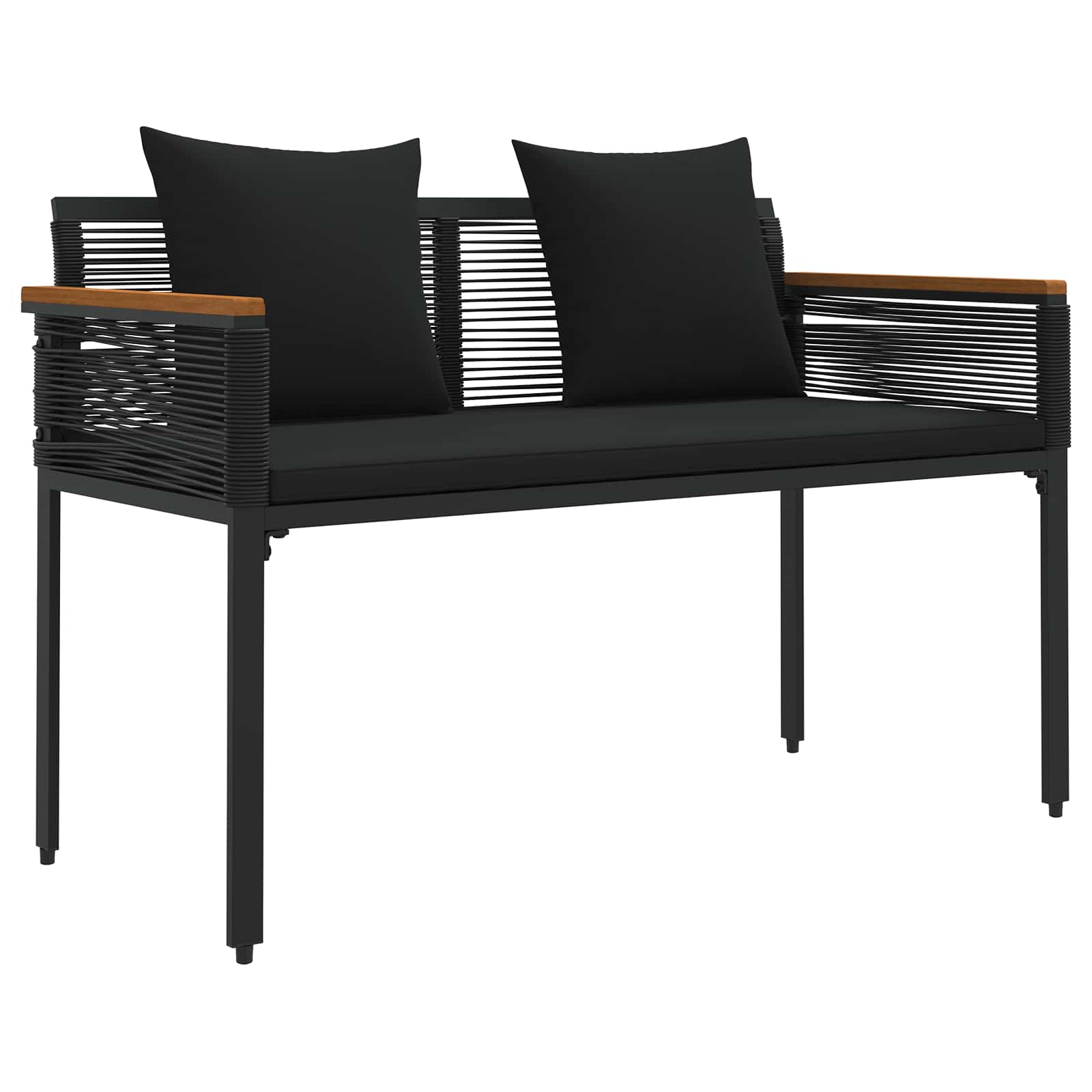 Lauko suolas su pagalve Juoda 117 x 54 x 74.5 cm poliratanas