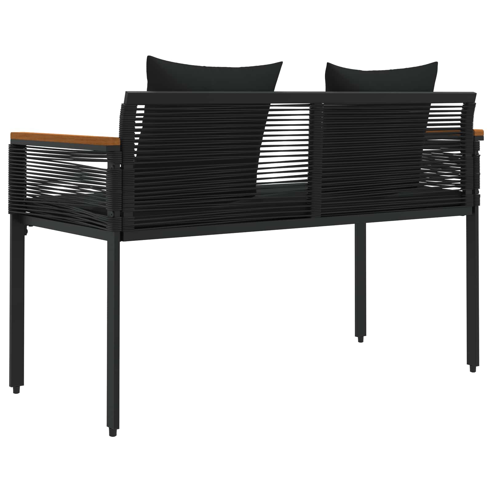 Lauko suolas su pagalve Juoda 117 x 54 x 74.5 cm poliratanas