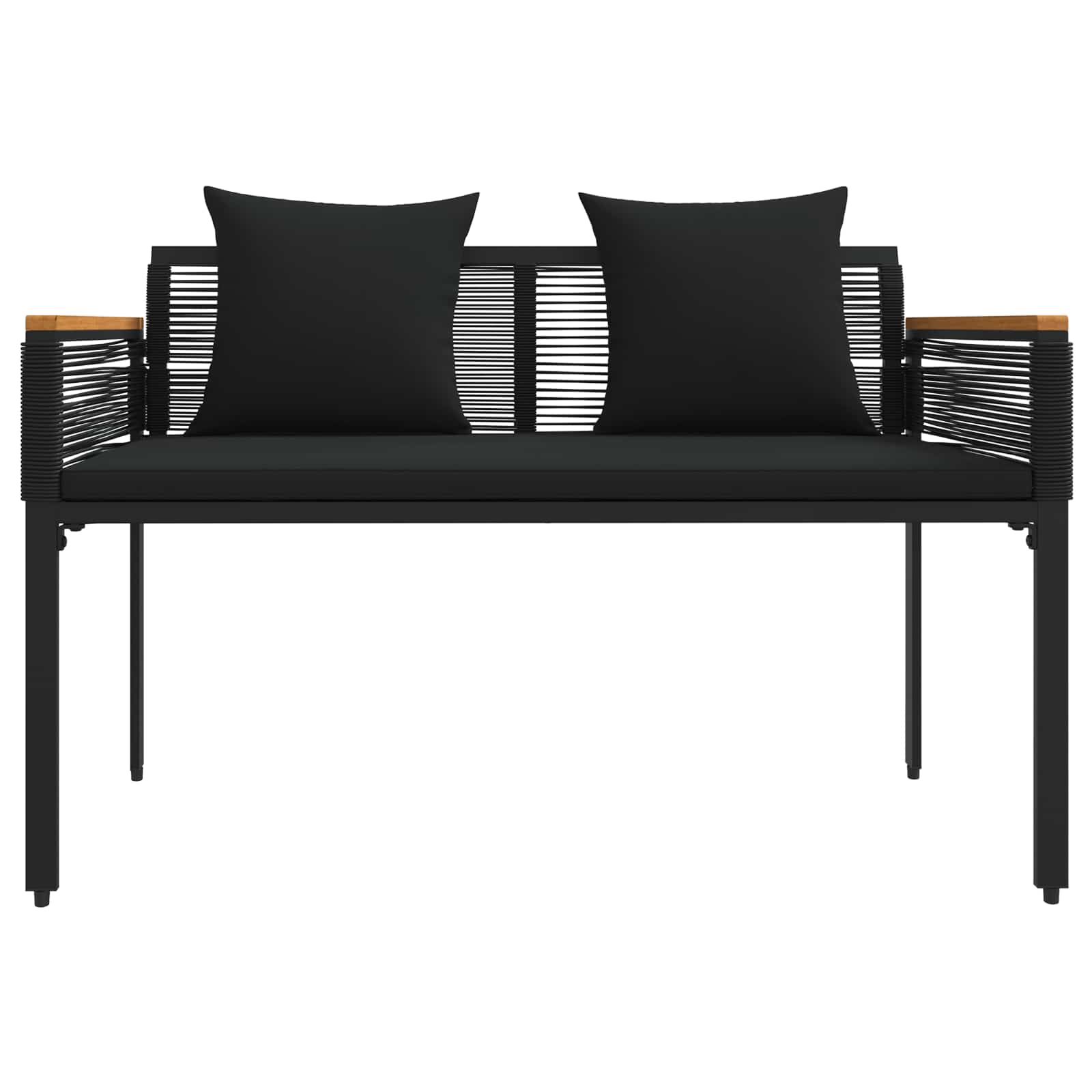 Lauko suolas su pagalve Juoda 117 x 54 x 74.5 cm poliratanas