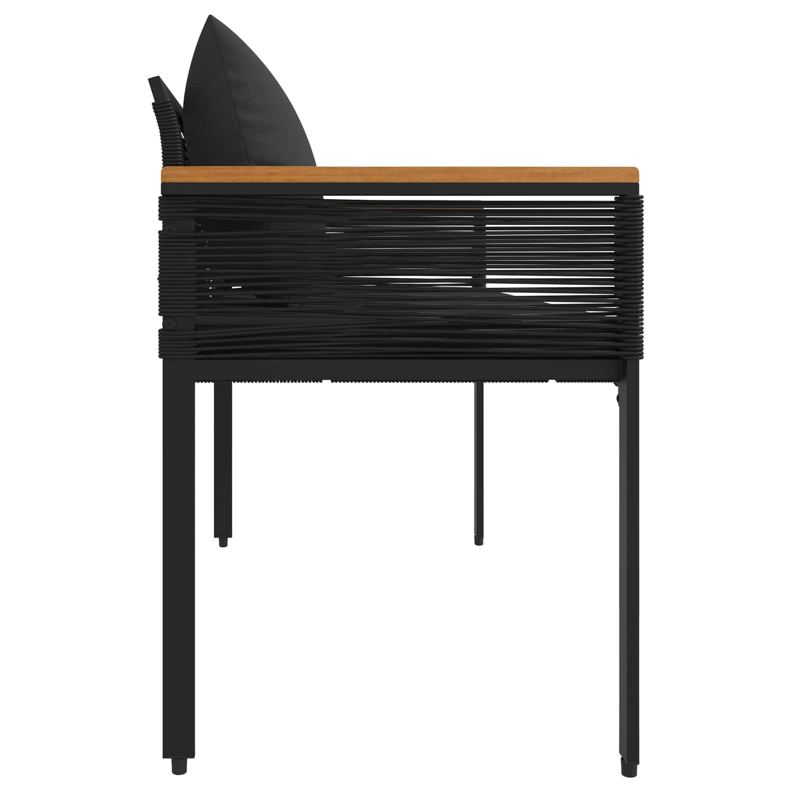 Lauko suolas su pagalve Juoda 117 x 54 x 74.5 cm poliratanas