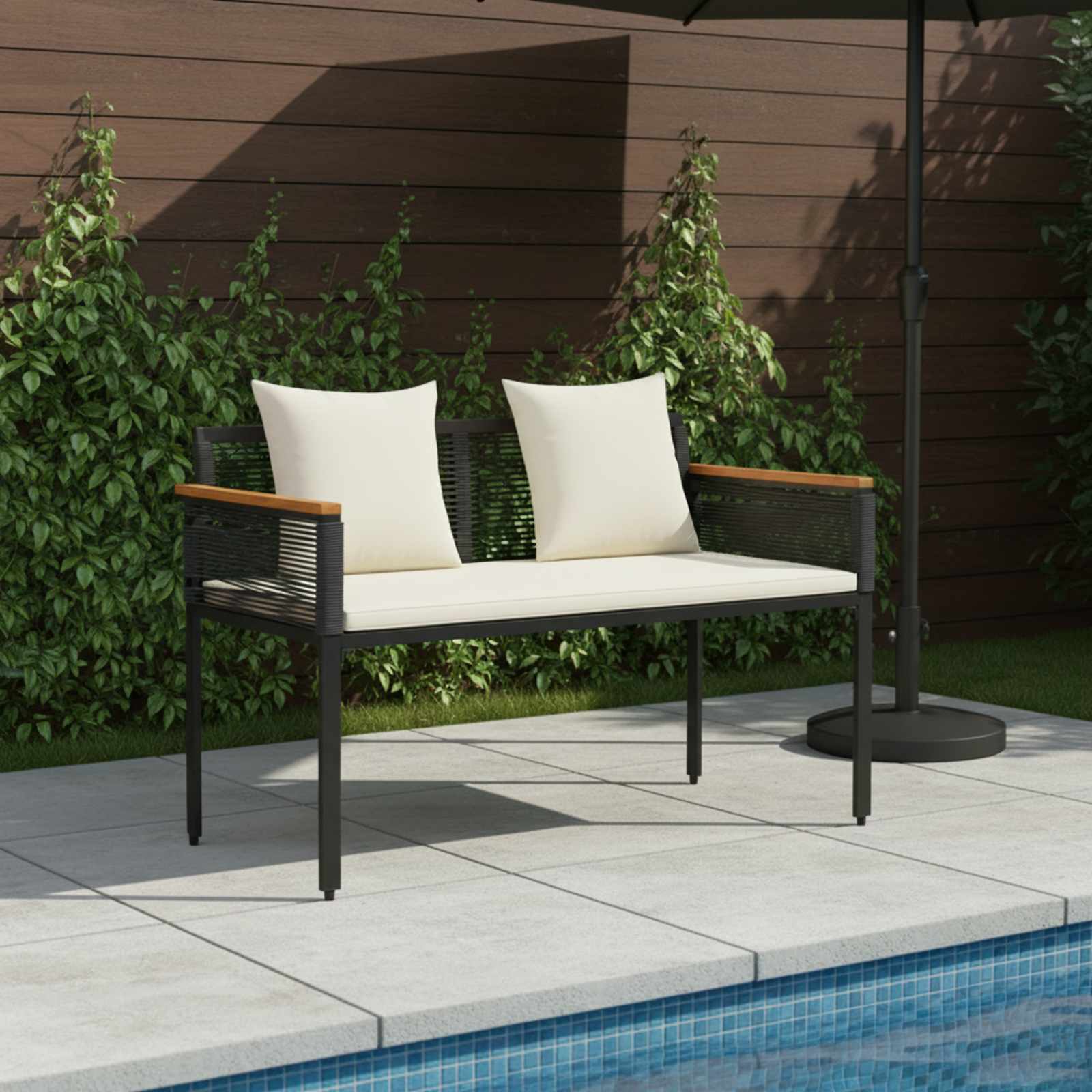 Lauko suolas Juoda ir kreminė balta 117 x 54 x 74.5 cm