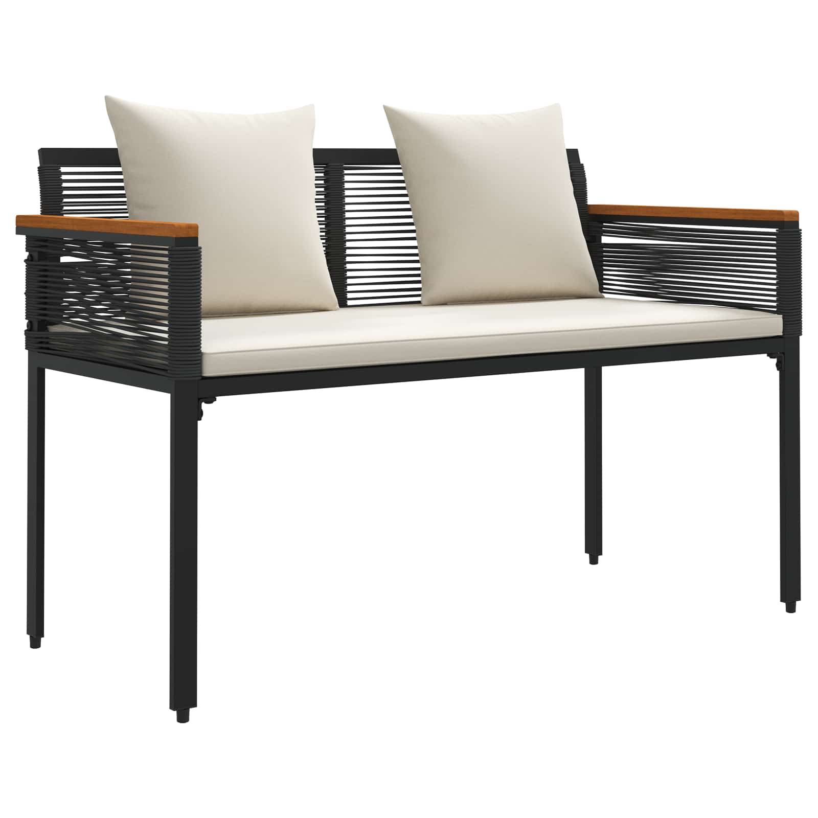 Lauko suolas Juoda ir kreminė balta 117 x 54 x 74.5 cm