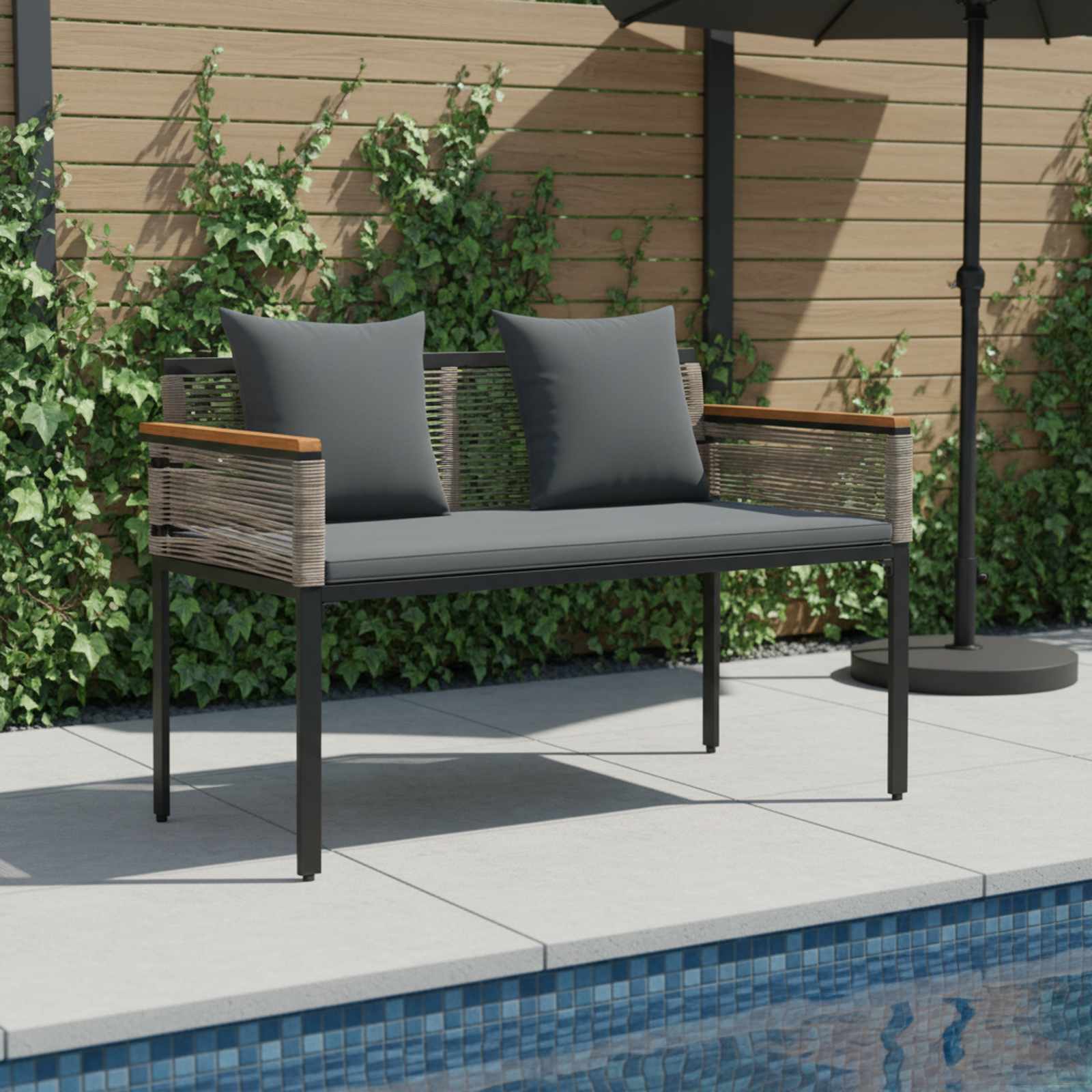 Garden Bench Grey and dark grey 117 x 54 x 74.5 cm