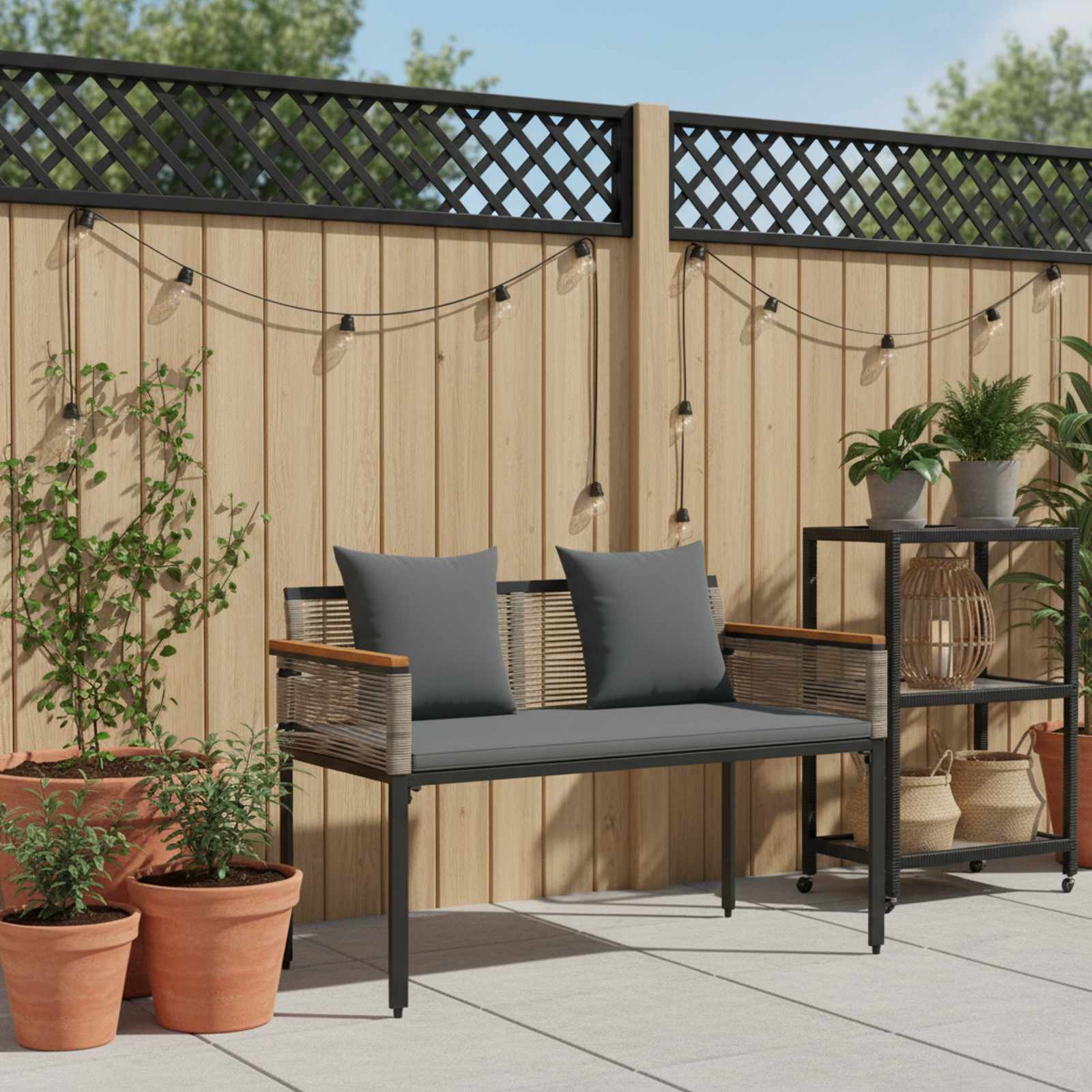 Garden Bench Grey and dark grey 117 x 54 x 74.5 cm