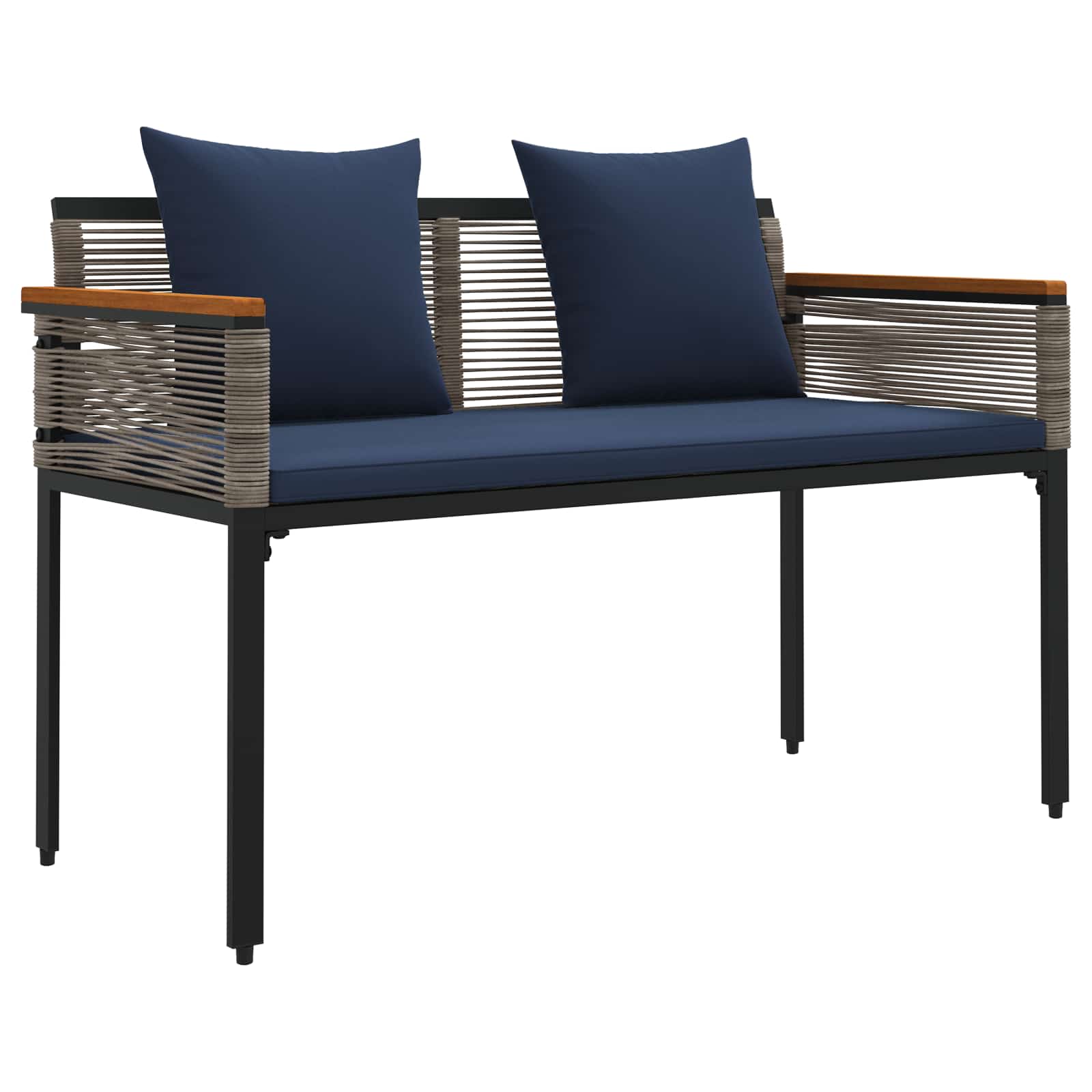 Outdoor Bench Grey and Dark Blue 117 x 54 x 74.5 cm