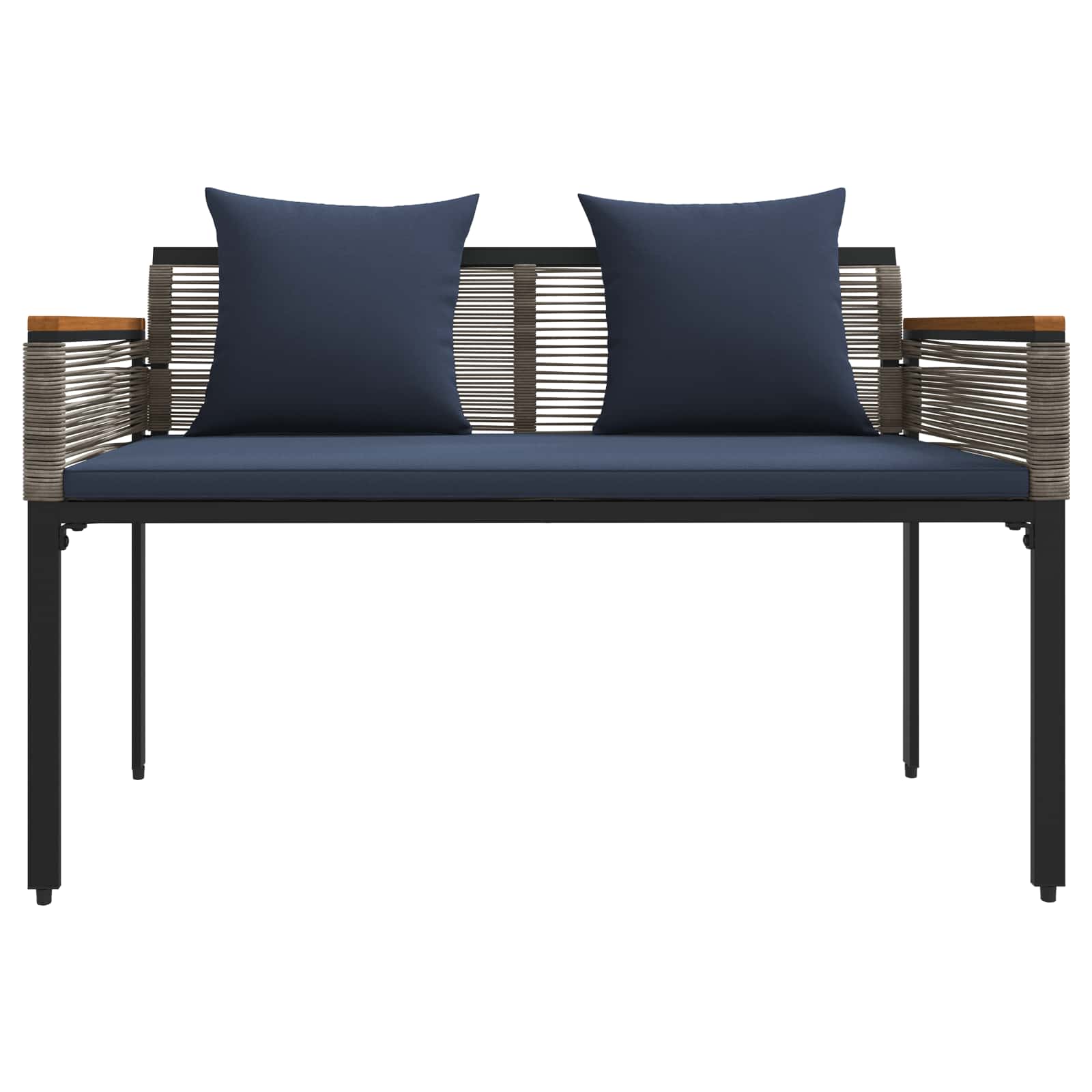 Outdoor Bench Grey and Dark Blue 117 x 54 x 74.5 cm