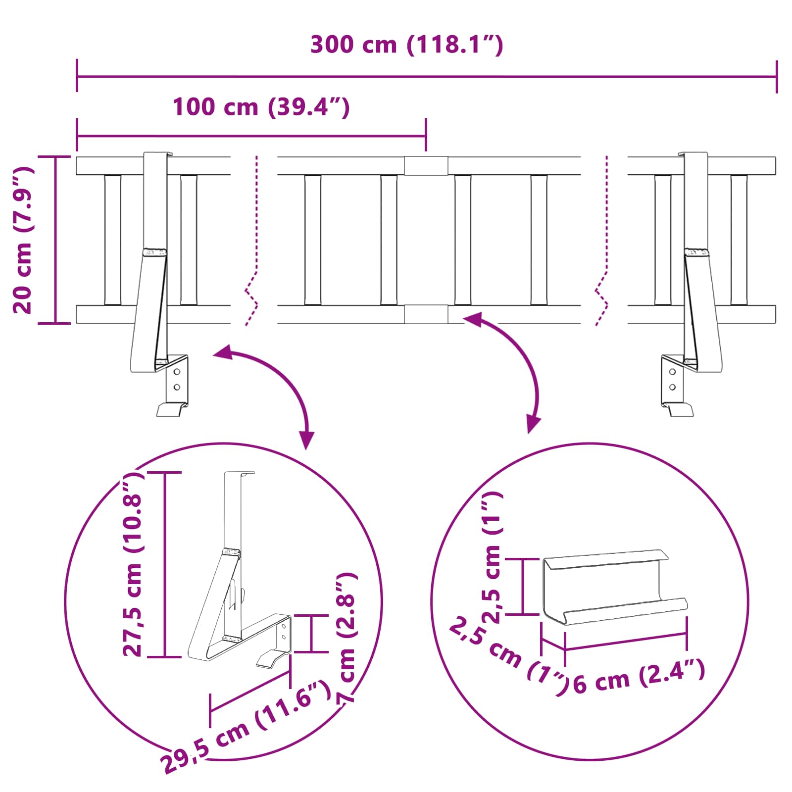 Stogo sniego sargas Raudona 300 x 29,5 x 34,5 cm Plienas