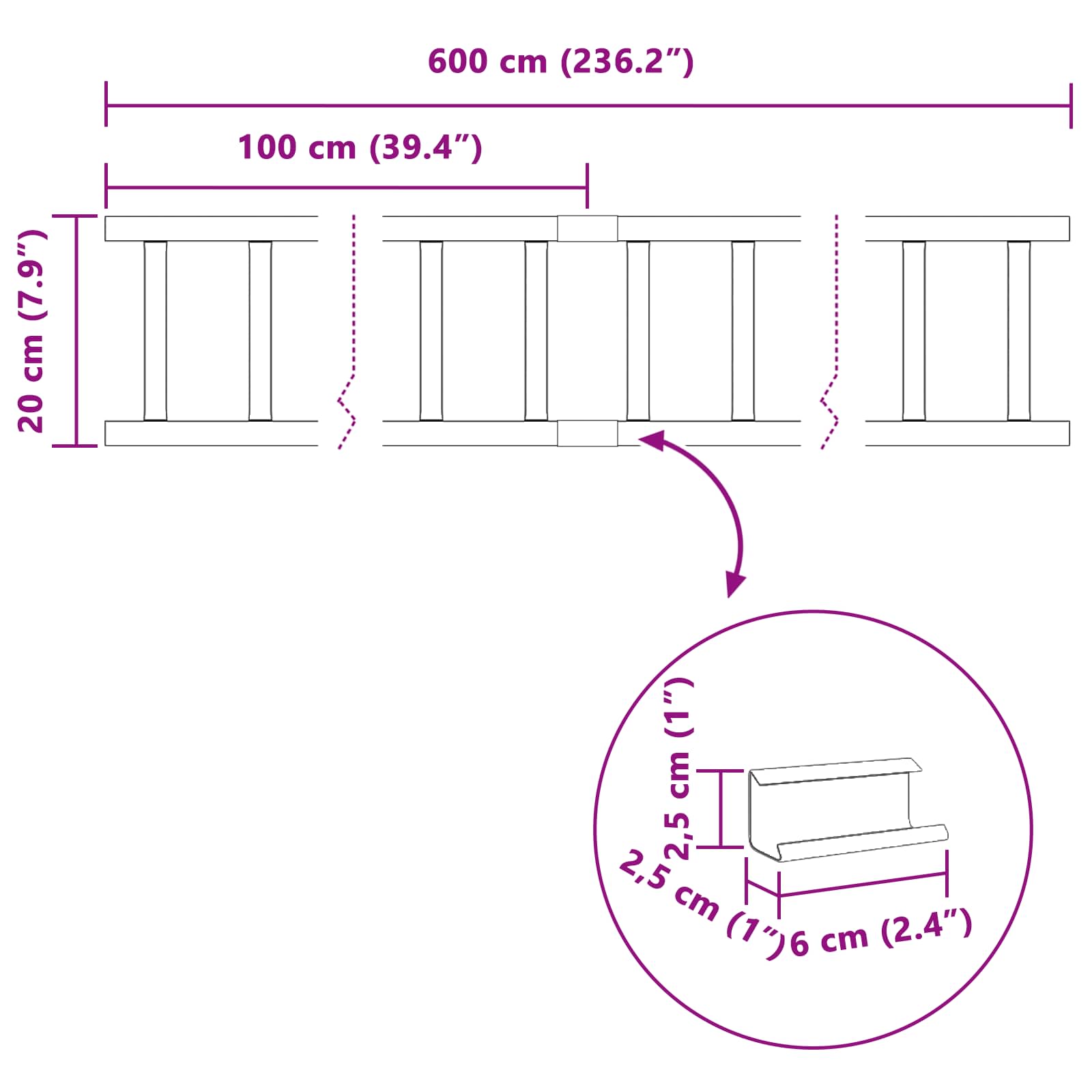 Stogo sniego sargas Raudona 600 x 2,5 x 20 cm Plienas
