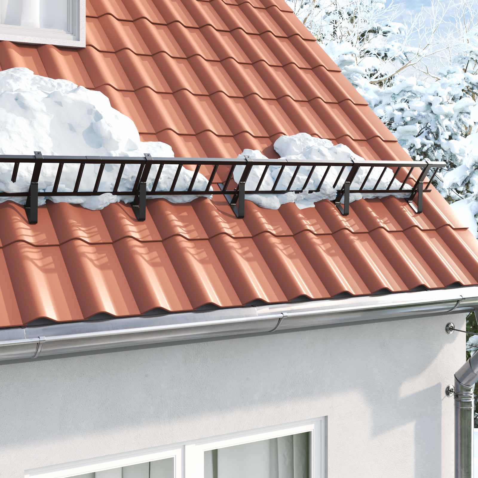 Stogo sniego sargas Juoda 100 x 2,5 x 20 cm Plienas