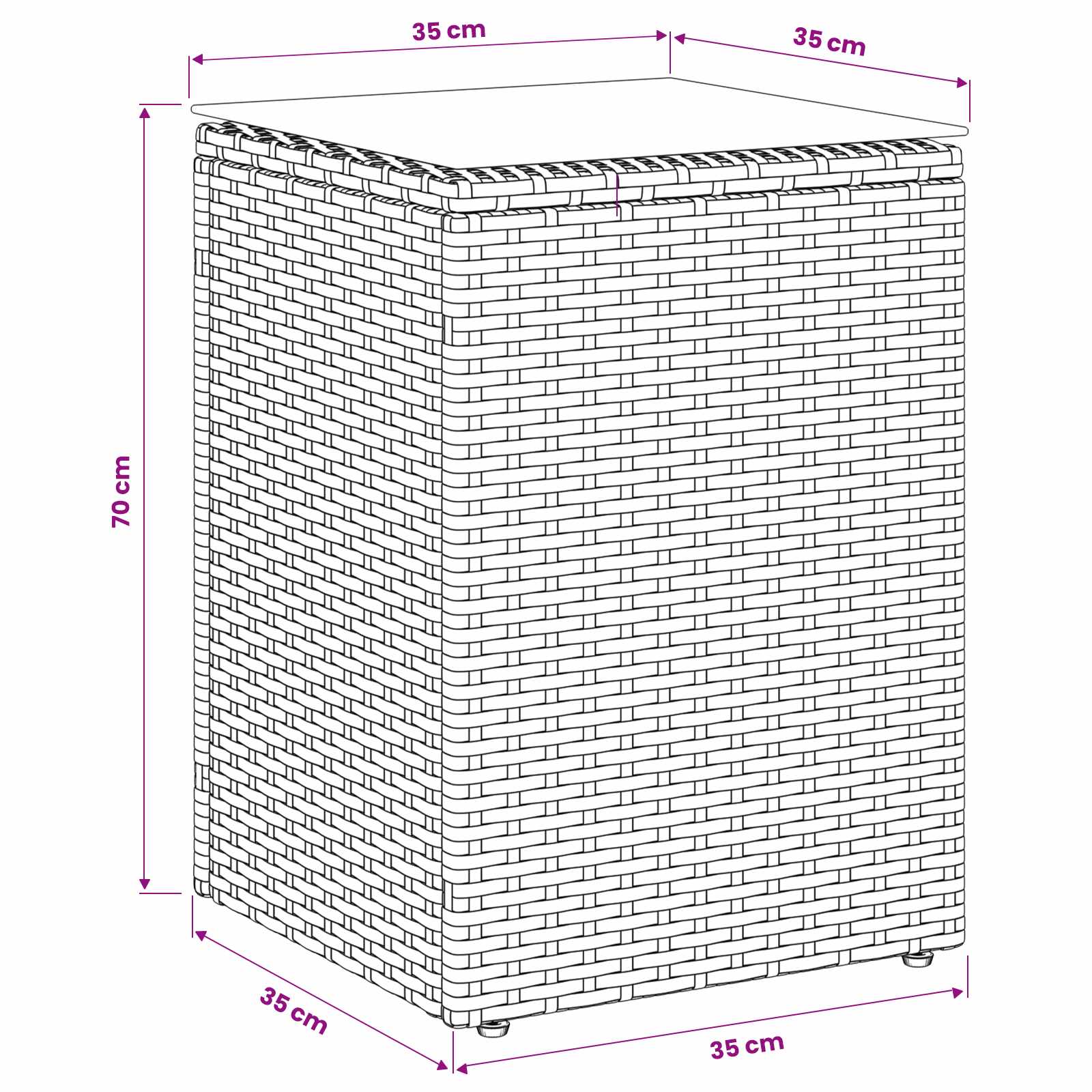 Šoninis stalas Juoda 35 x 35 x 70 cm poliratanas