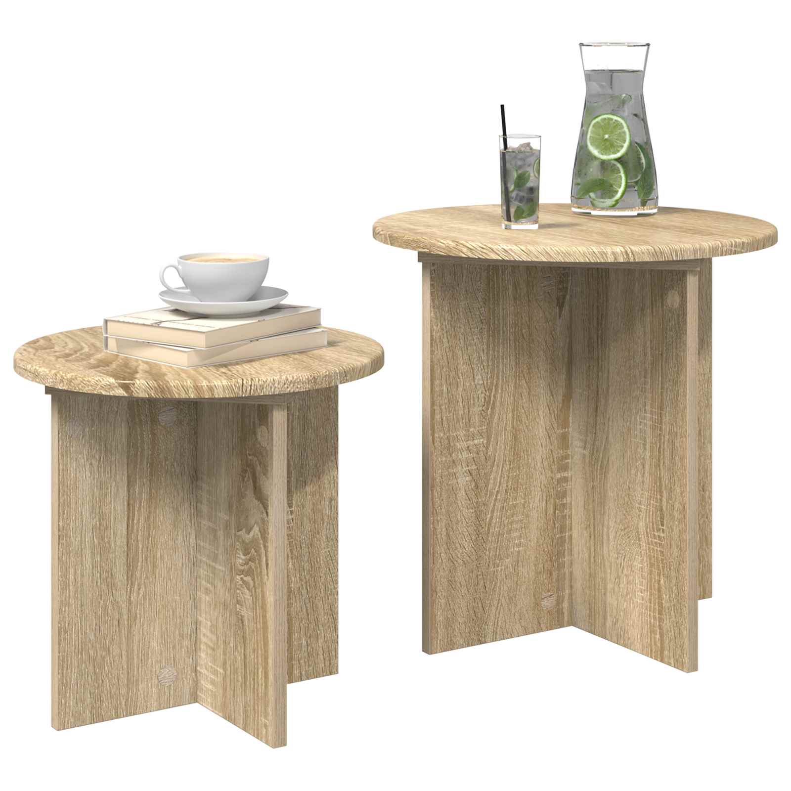 Šoninių staliukų komplektas su saugykla 2 pcs Sonoma ąžuolas