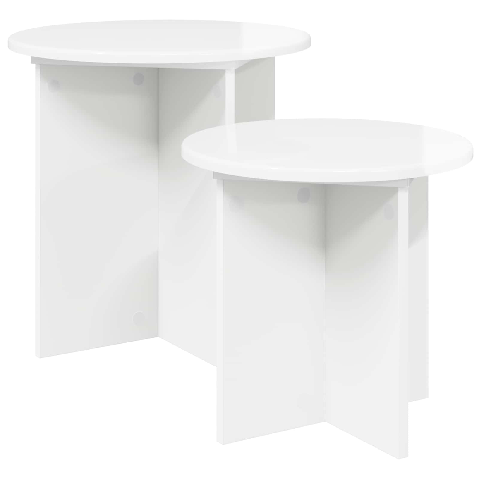 Šoninių staliukų komplektas su saugykla 2 pcs Itin blizgi balta