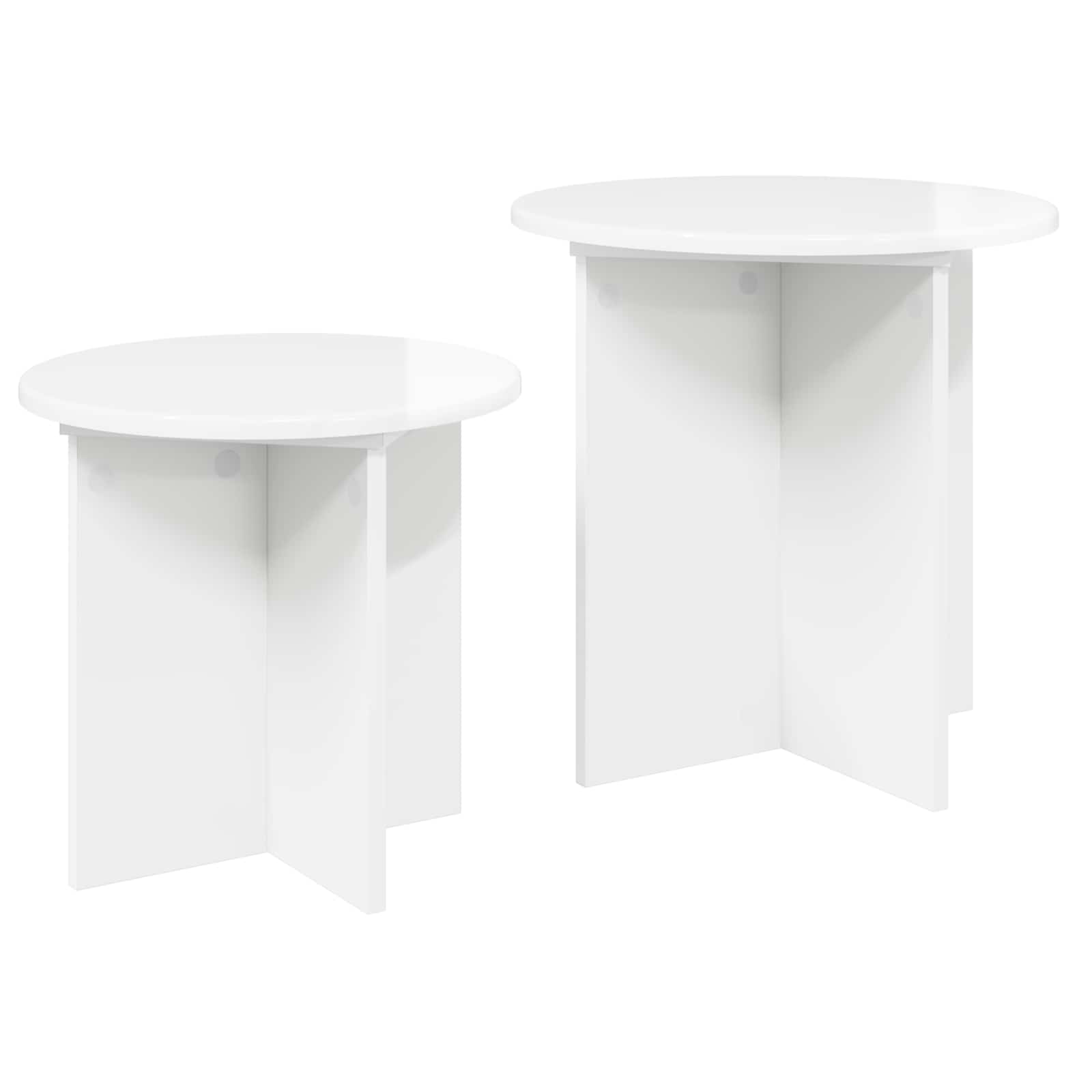 Šoninių staliukų komplektas su saugykla 2 pcs Itin blizgi balta