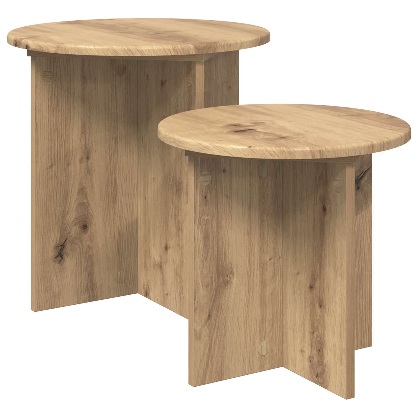 Šoninių staliukų komplektas su saugykla 2 pcs Artisano ąžuolo