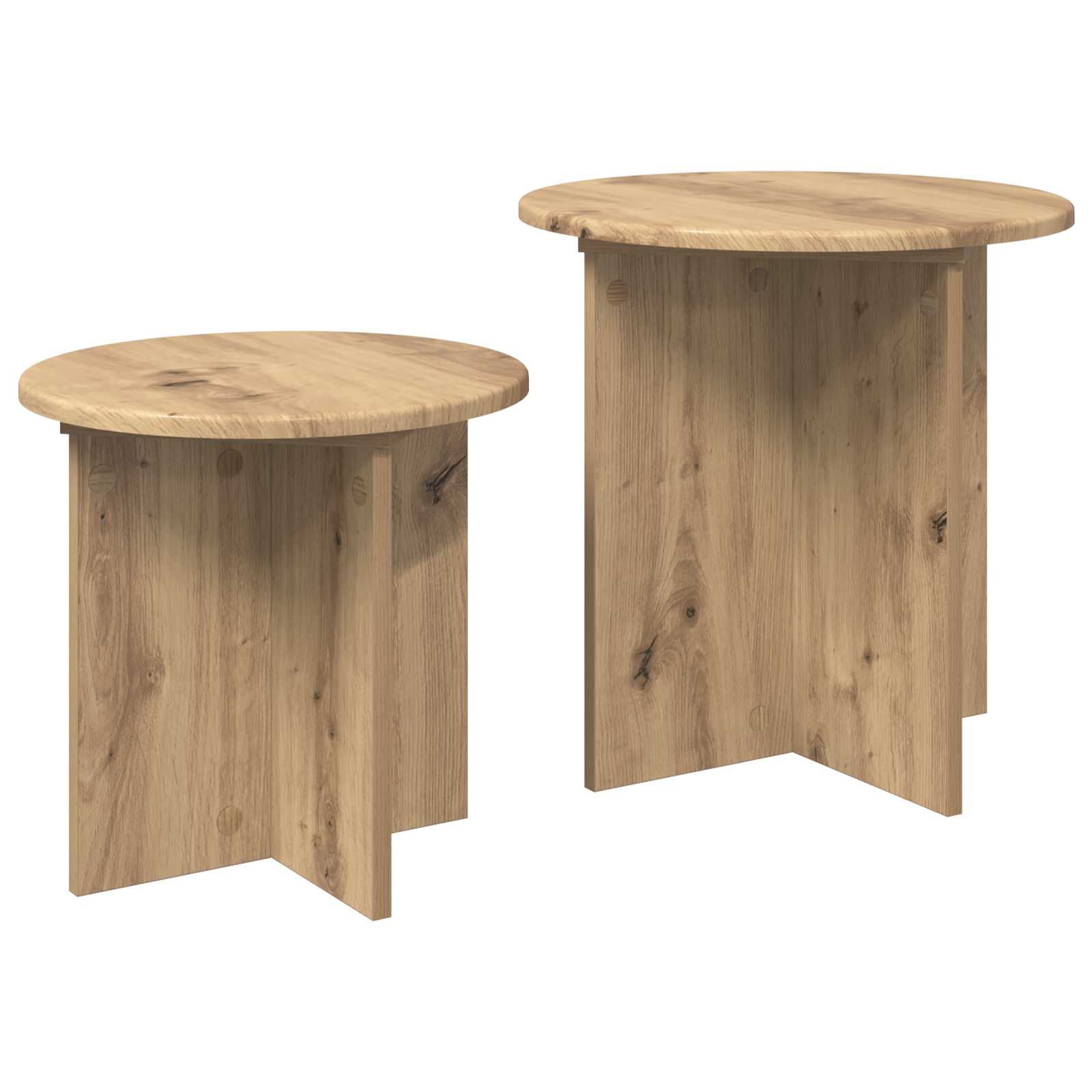 Šoninių staliukų komplektas su saugykla 2 pcs Artisano ąžuolo