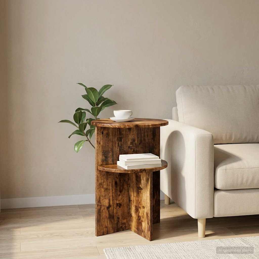 Šoninis stalas Dūminio ąžuolo Ø 39,5 x 55 cm Apdirbta mediena