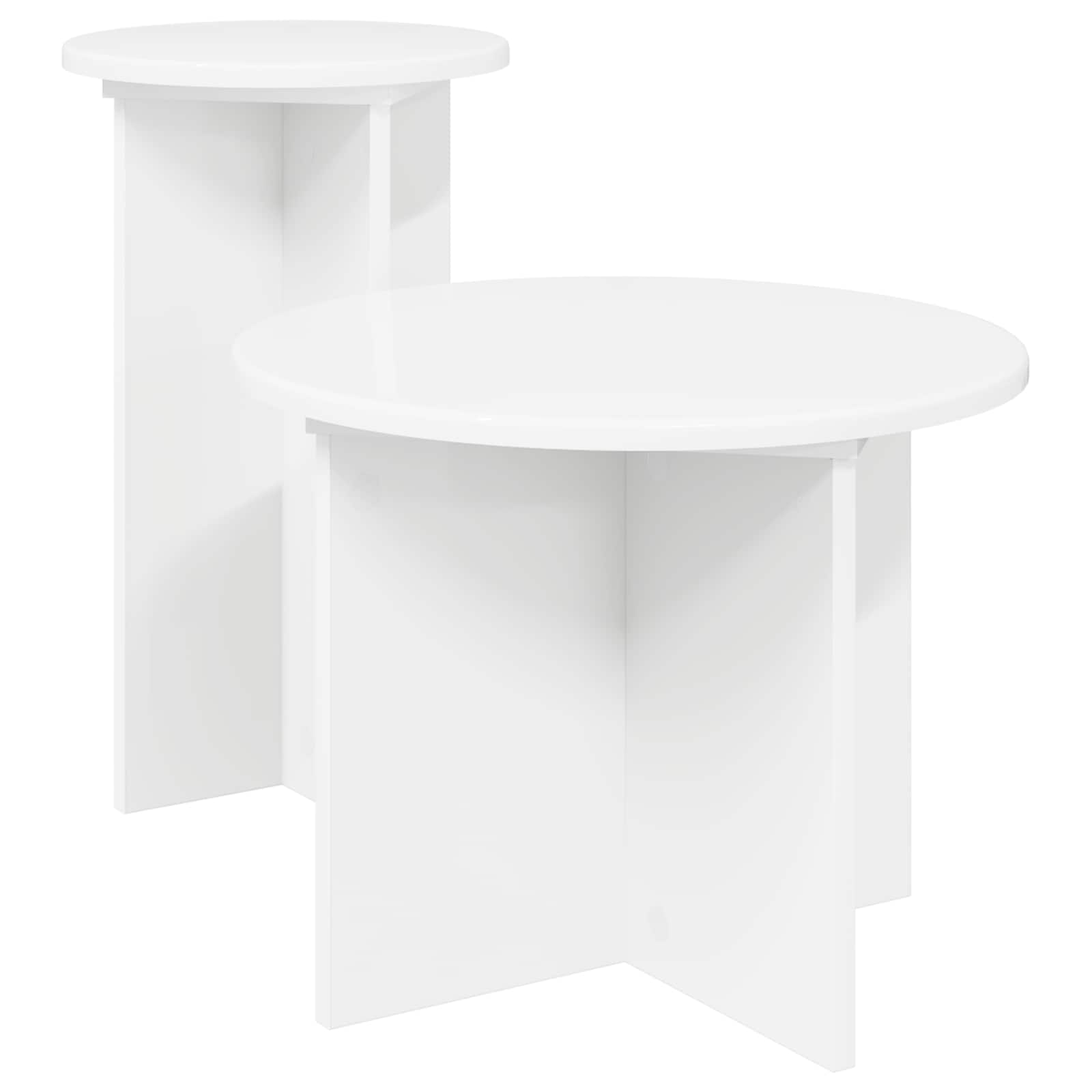 Šoninių staliukų komplektas 2 pcs Balta Apdirbta mediena