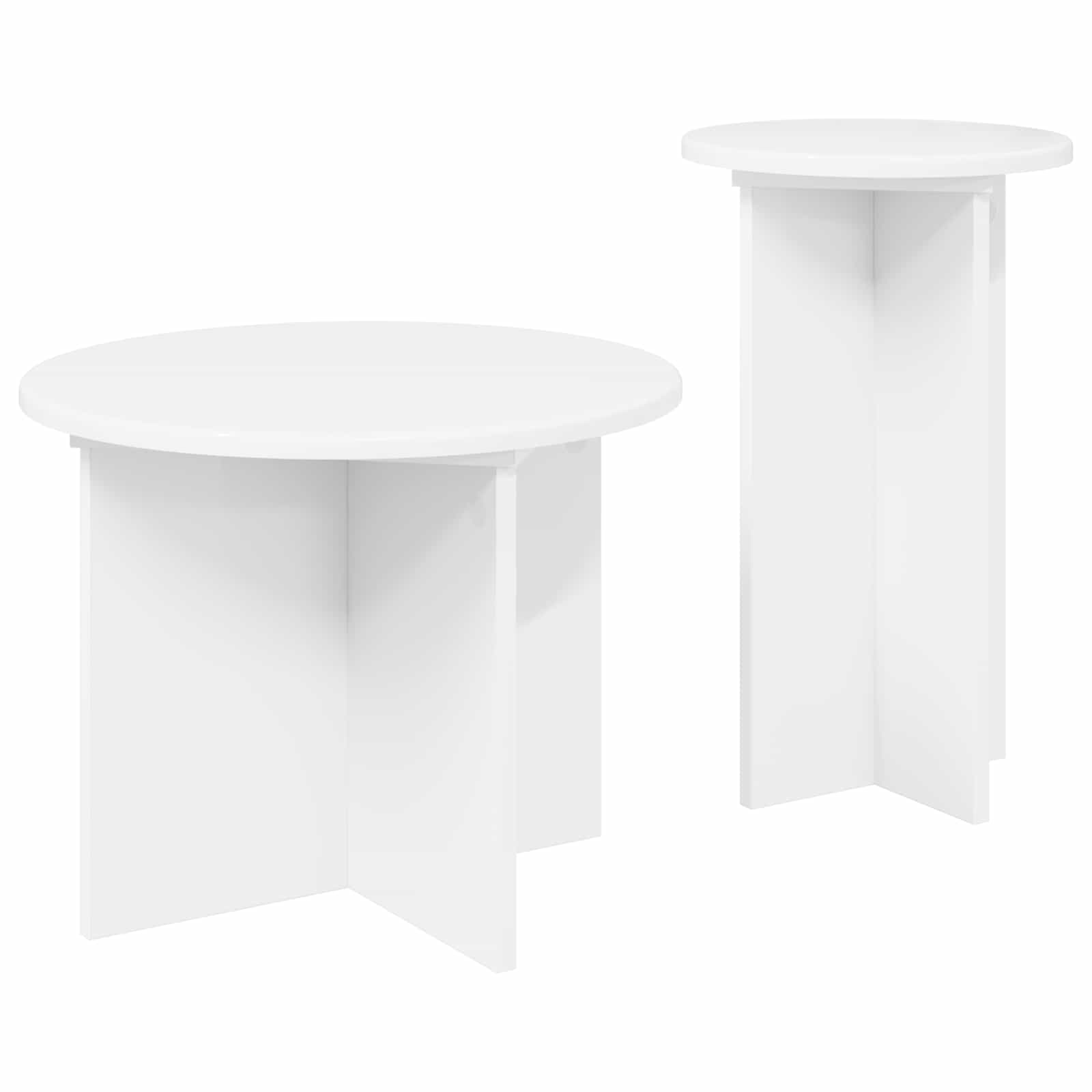 Šoninių staliukų komplektas 2 pcs Balta Apdirbta mediena