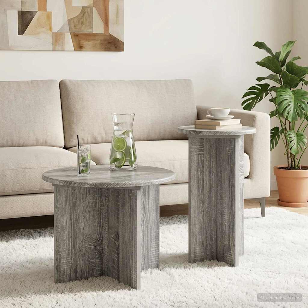 Šoninių staliukų komplektas 2 pcs Pilka sonoma ąžuolo