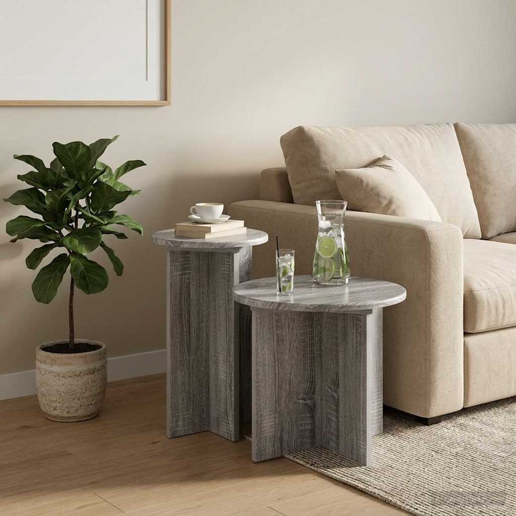 Šoninių staliukų komplektas 2 pcs Pilka sonoma ąžuolo