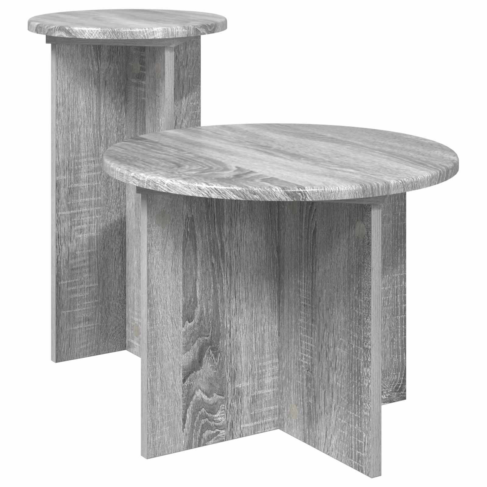 Šoninių staliukų komplektas 2 pcs Pilka sonoma ąžuolo