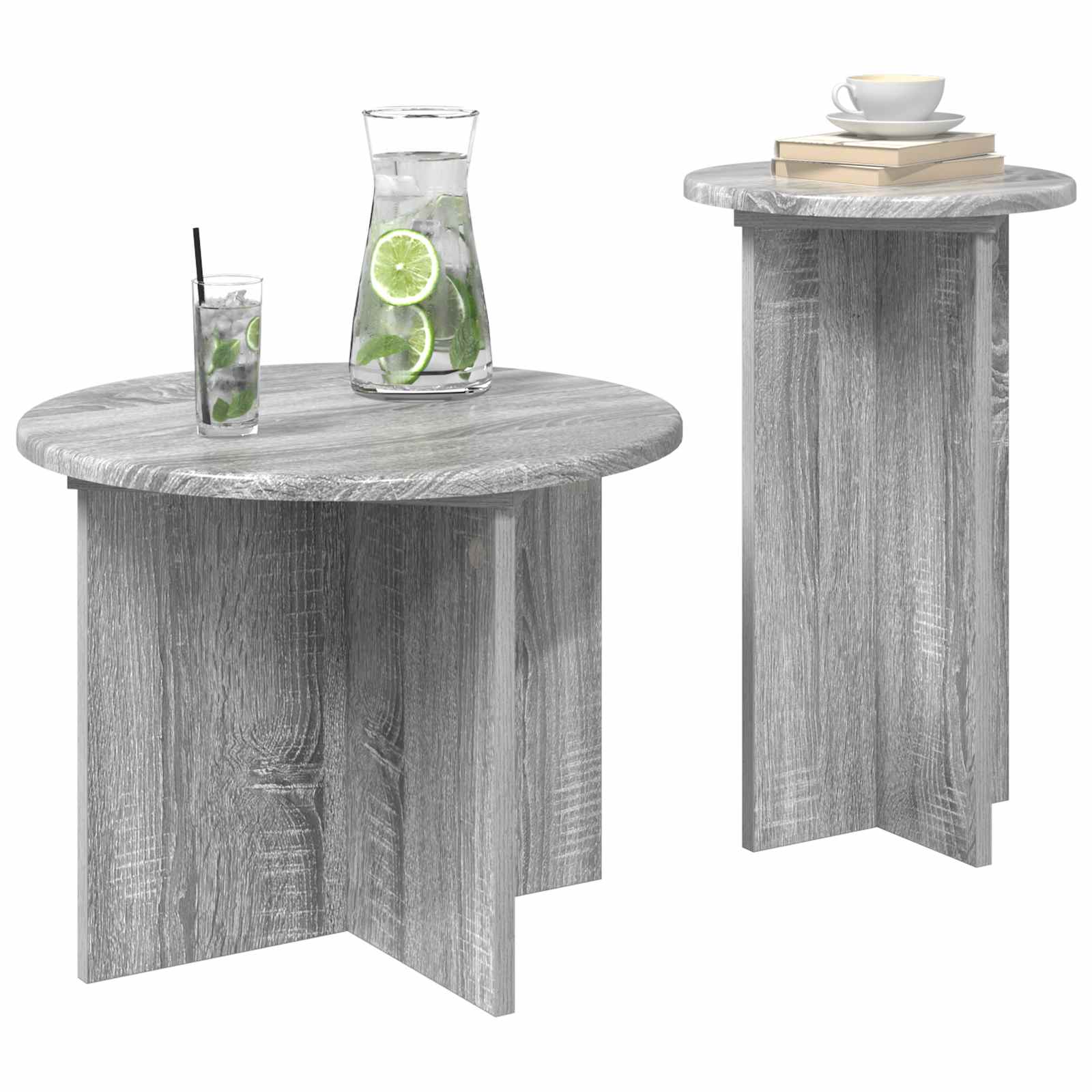 Šoninių staliukų komplektas 2 pcs Pilka sonoma ąžuolo