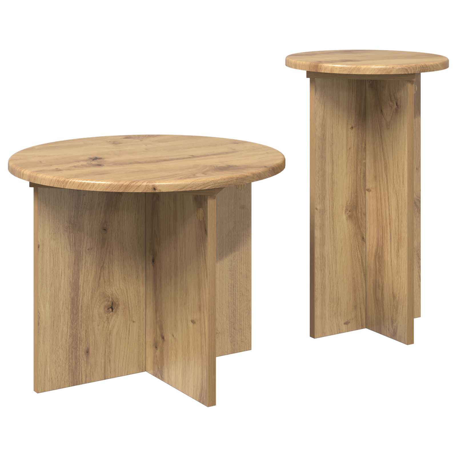 Šoninių staliukų komplektas su saugykla 2 pcs Artisano ąžuolo