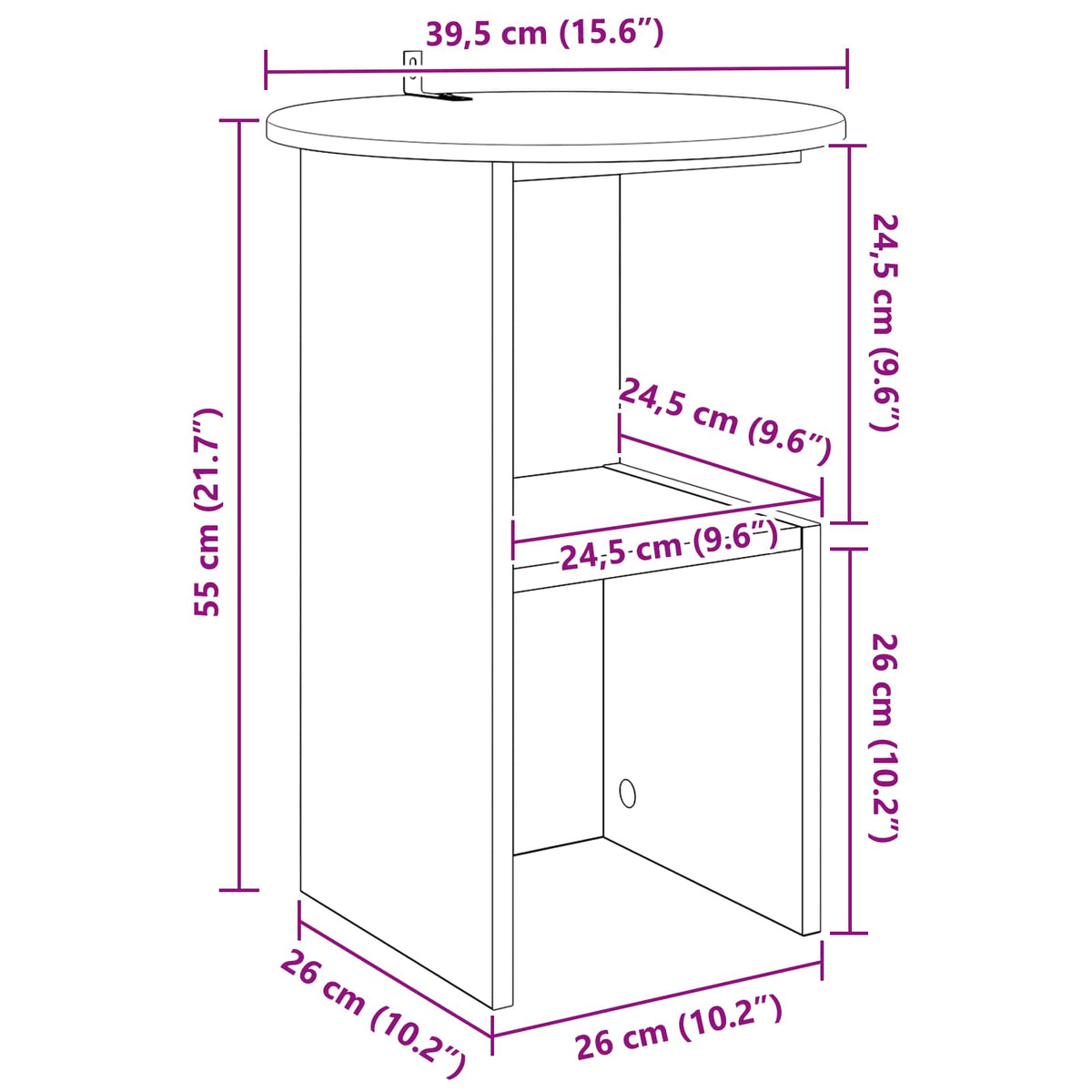 Šoninis stalas Betono pilka Ø 39,5 x 55 cm Apdirbta mediena