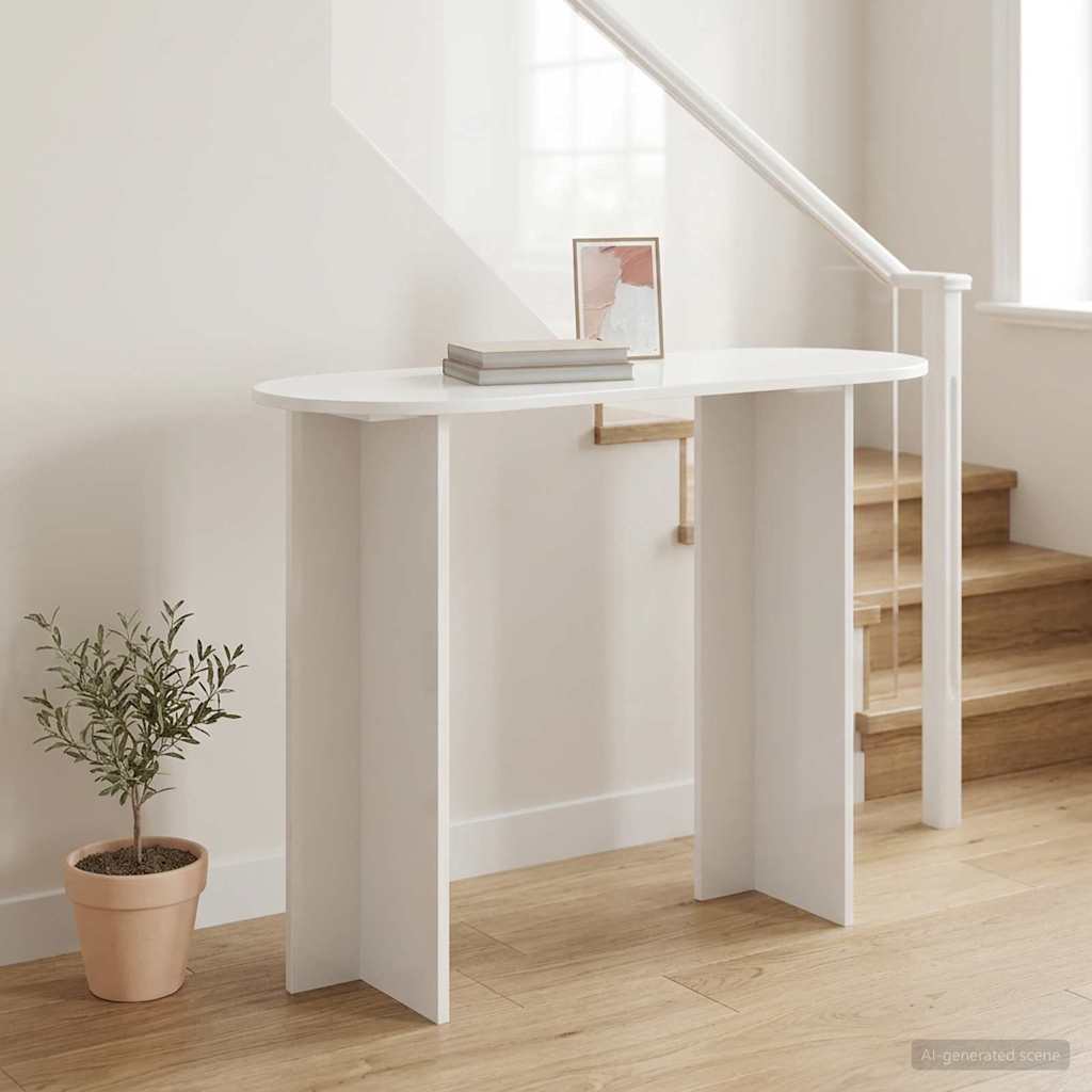 Konsolinis stalas Itin blizgi balta 100 x 39,5 x 75 cm