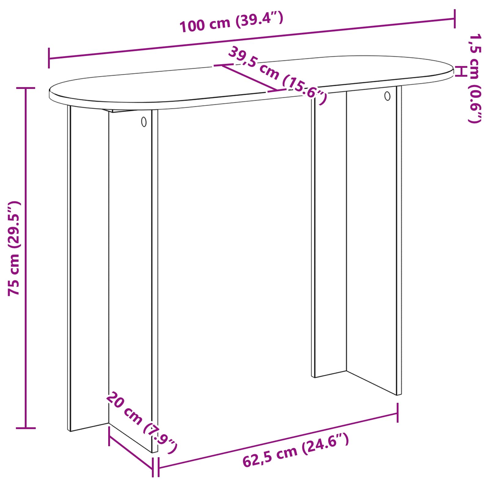 Konsoles galds ar glabātuvi Dūmu ozols 100 x 39,5 x 75 cm