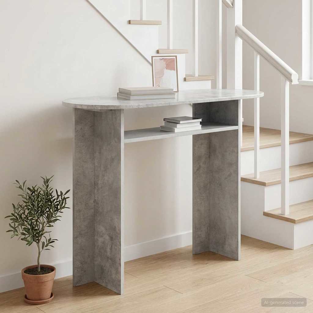 Konsolinis stalas su saugykla Betono pilka 100 x 39,5 x 75 cm