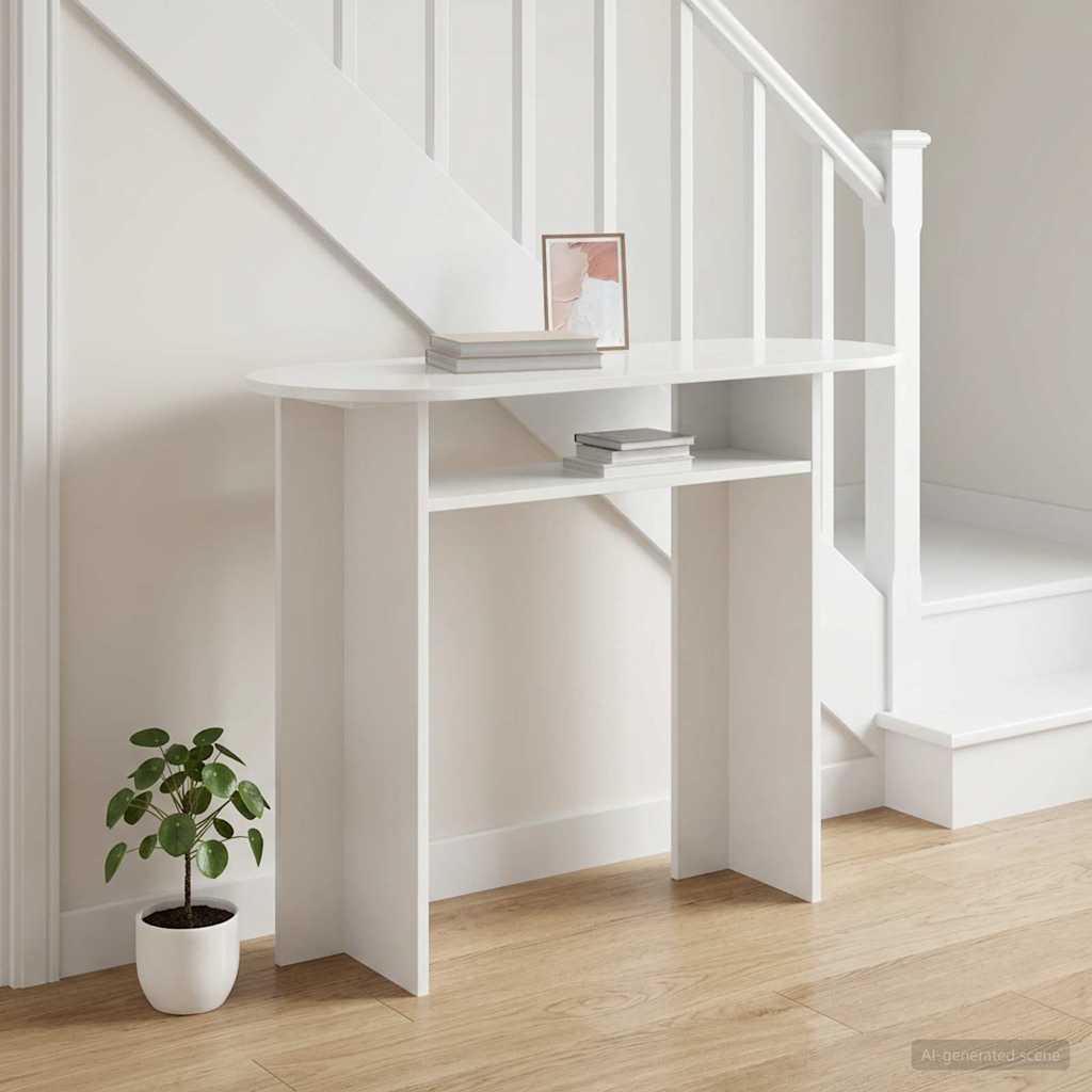 Konsolinis stalas Itin blizgi balta 100 x 39,5 x 75 cm