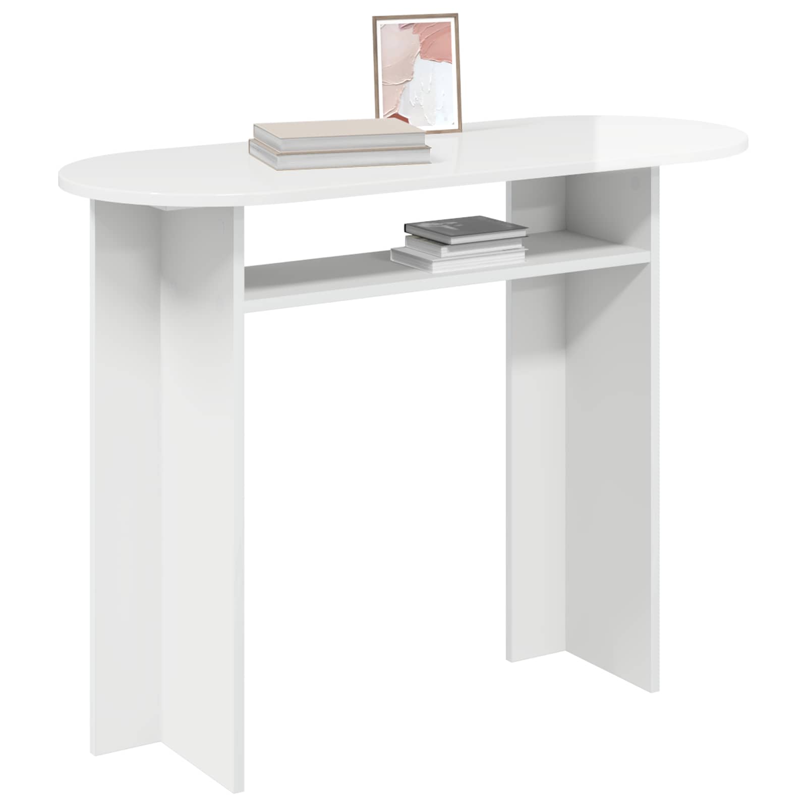Konsolinis stalas Itin blizgi balta 100 x 39,5 x 75 cm