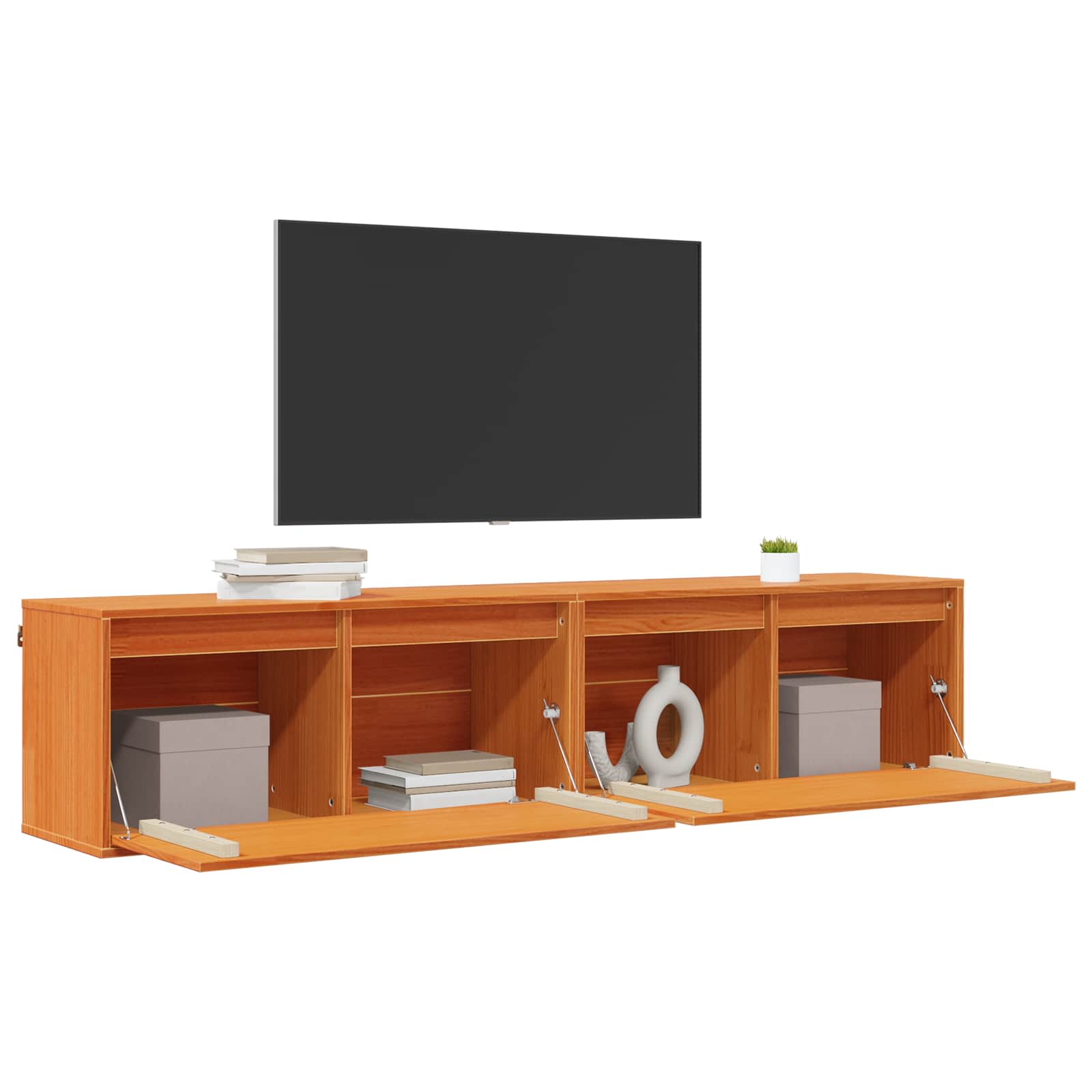 Wall cabinet with shelf 2 pcs Waxed brown 80 x 30 x 35 cm