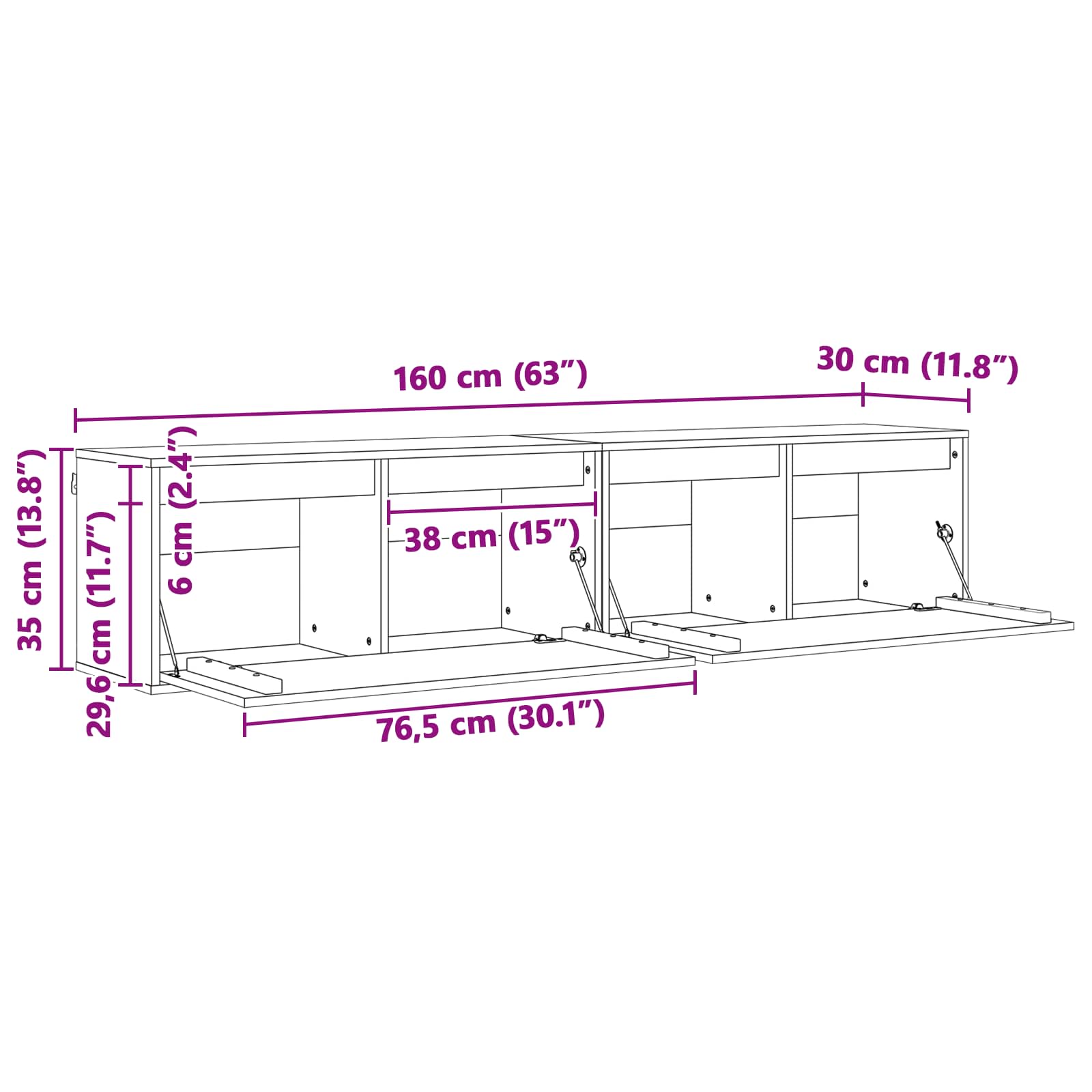 Wall cabinet with shelf 2 pcs Waxed brown 80 x 30 x 35 cm