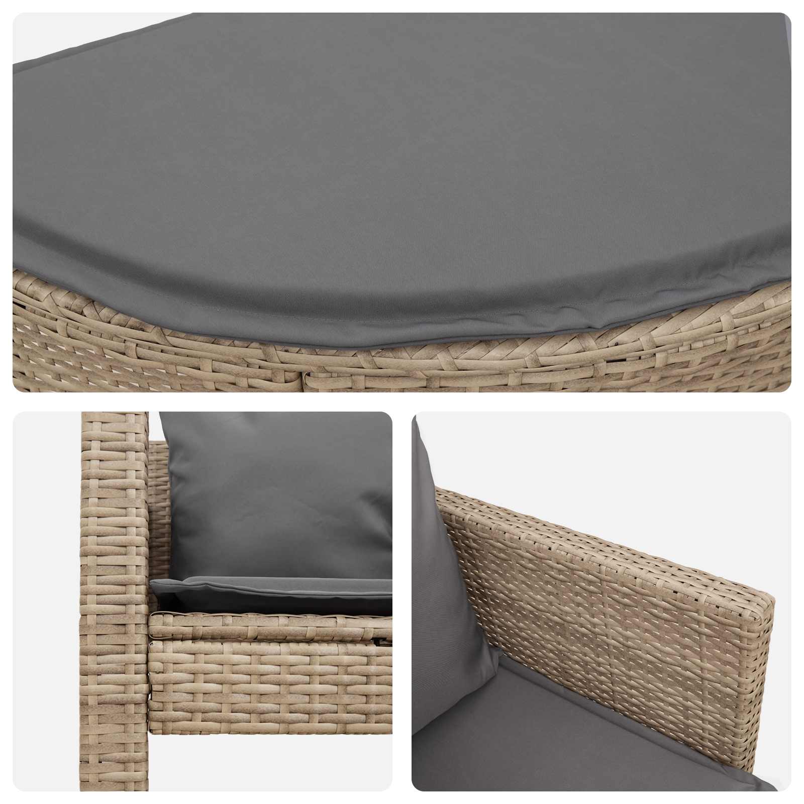 Sodo sofa su pagalve 8 pcs Bežinė ir šviesiai pilka poliratanas