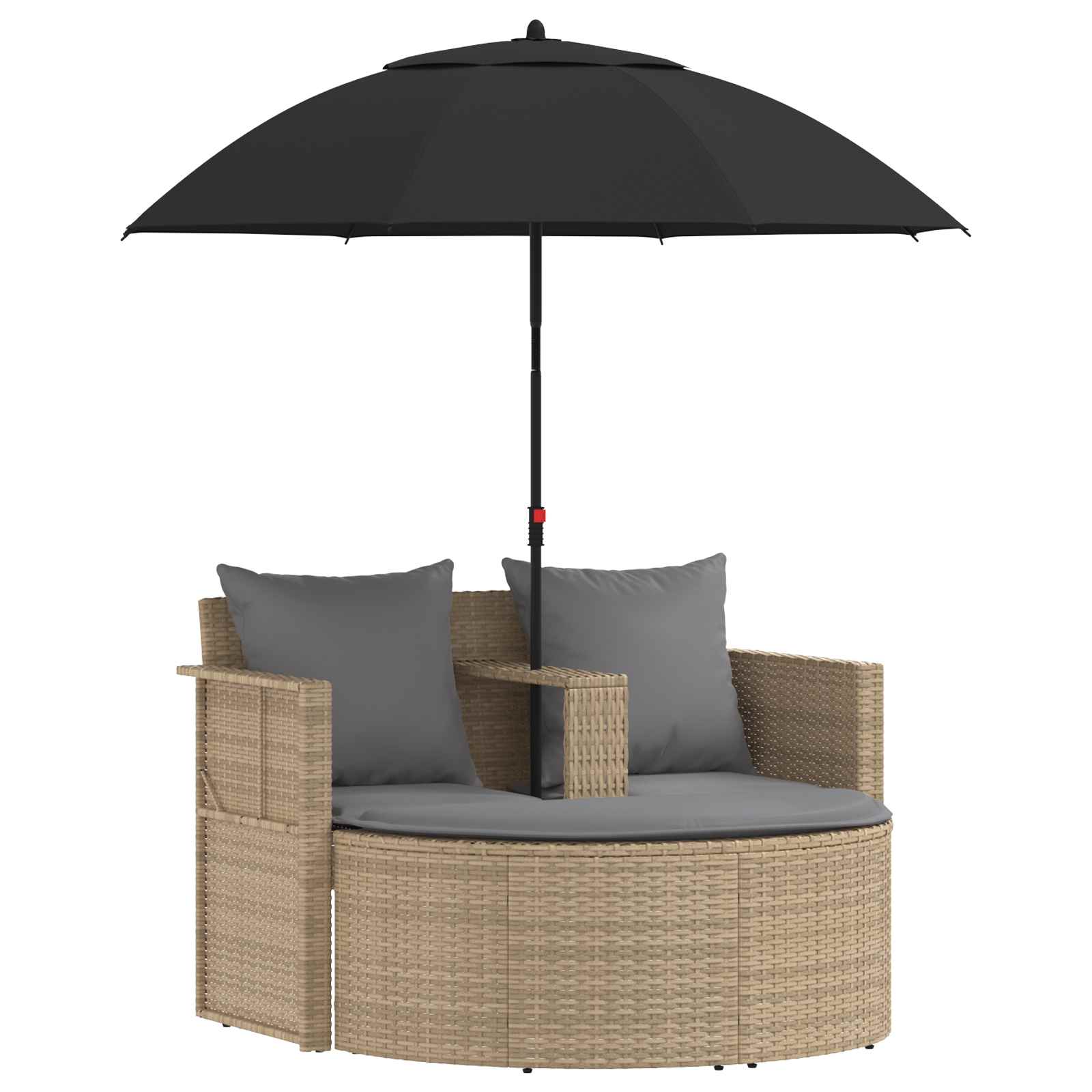 Sodo sofa su pagalve 8 pcs Bežinė ir šviesiai pilka poliratanas