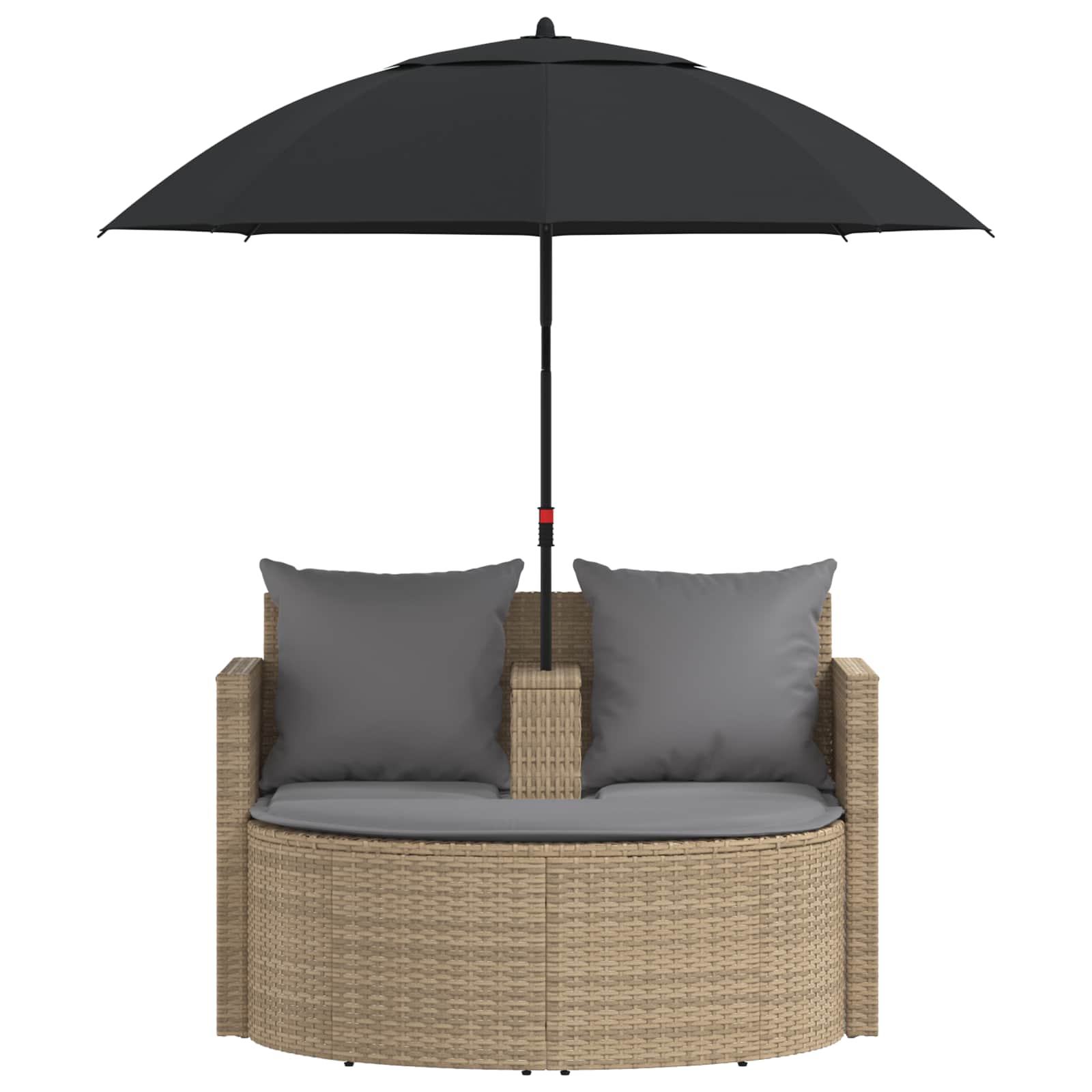 Sodo sofa su pagalve 8 pcs Bežinė ir šviesiai pilka poliratanas