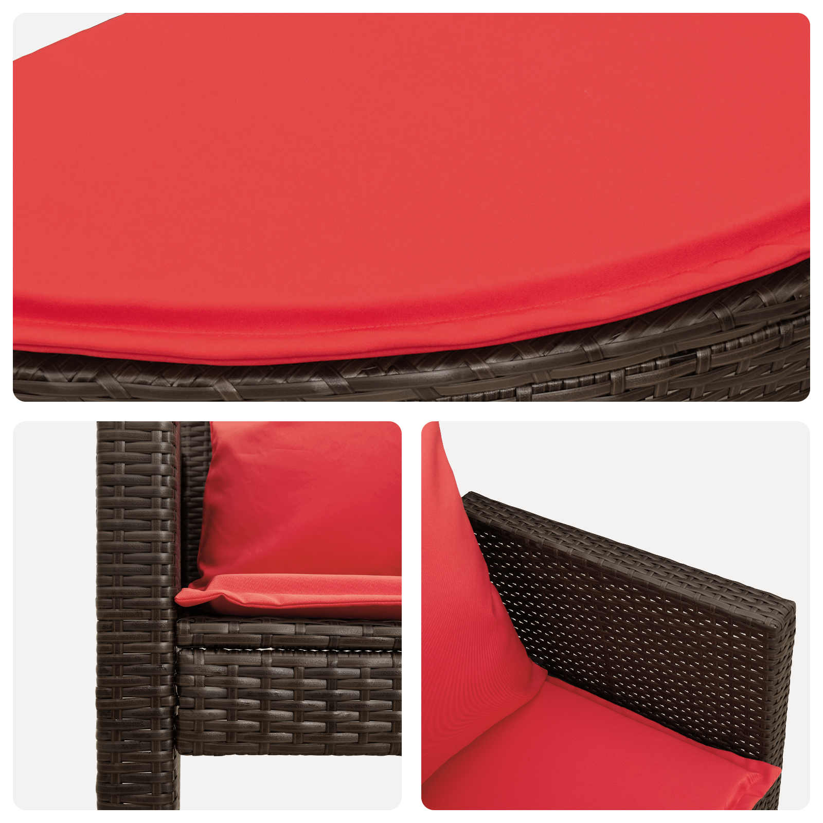 Sodo sofa Ruda ir raudona 168 x 168 x 180 cm poliratanas