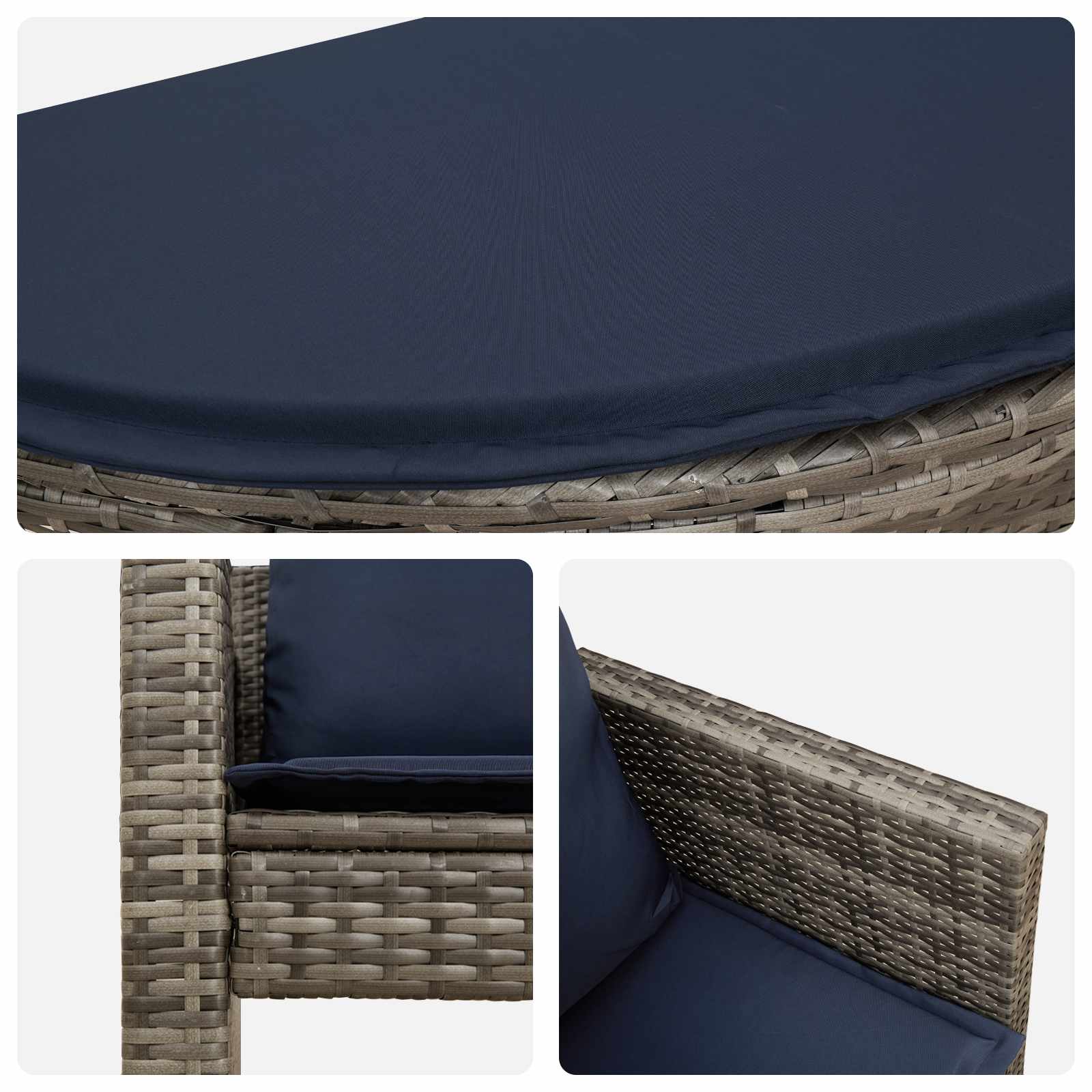 Sodo sofa su pagalve 8 pcs Pilka ir tamsiai mėlyna poliratanas