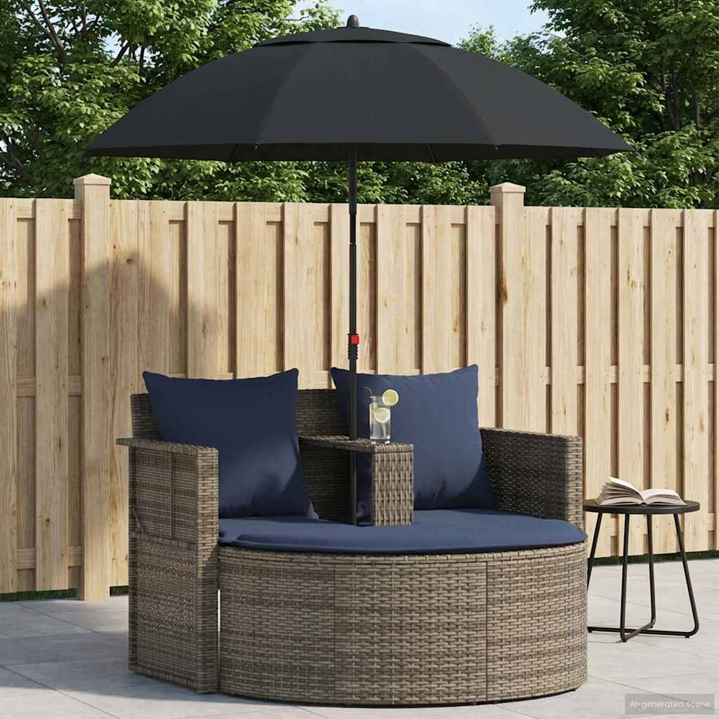 Sodo sofa su pagalve 8 pcs Pilka ir tamsiai mėlyna poliratanas