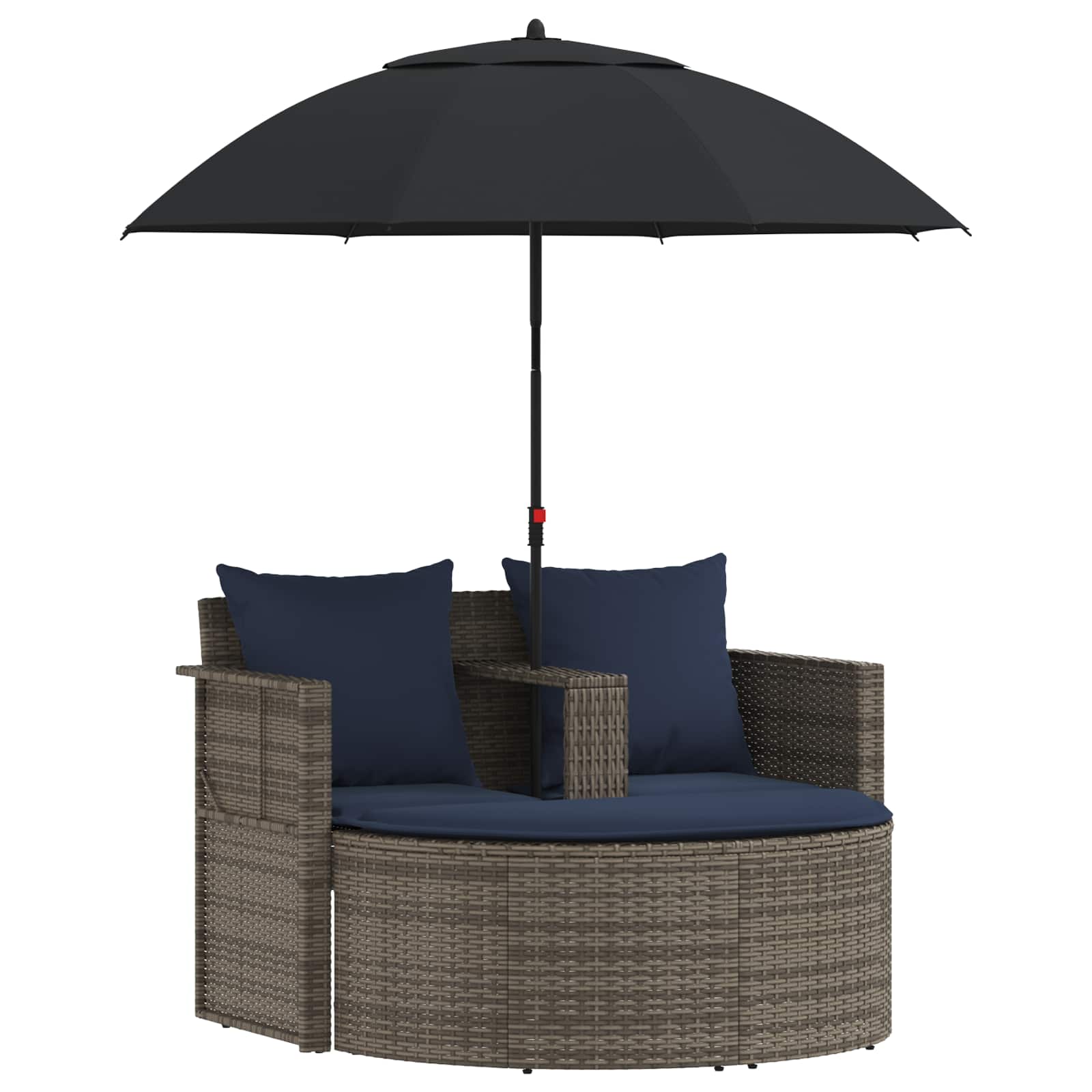 Sodo sofa su pagalve 8 pcs Pilka ir tamsiai mėlyna poliratanas