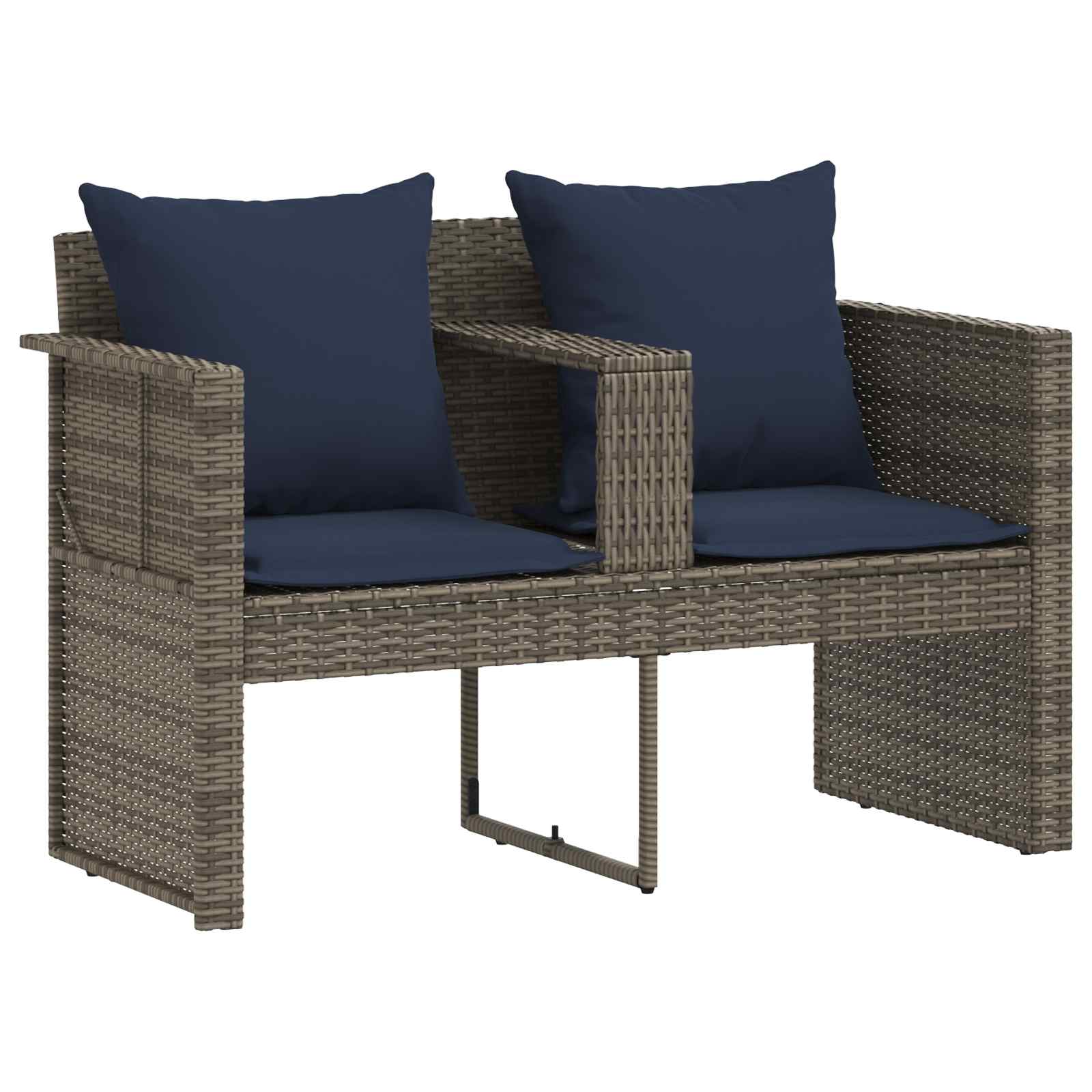 Sodo sofa su pagalve 8 pcs Pilka ir tamsiai mėlyna poliratanas