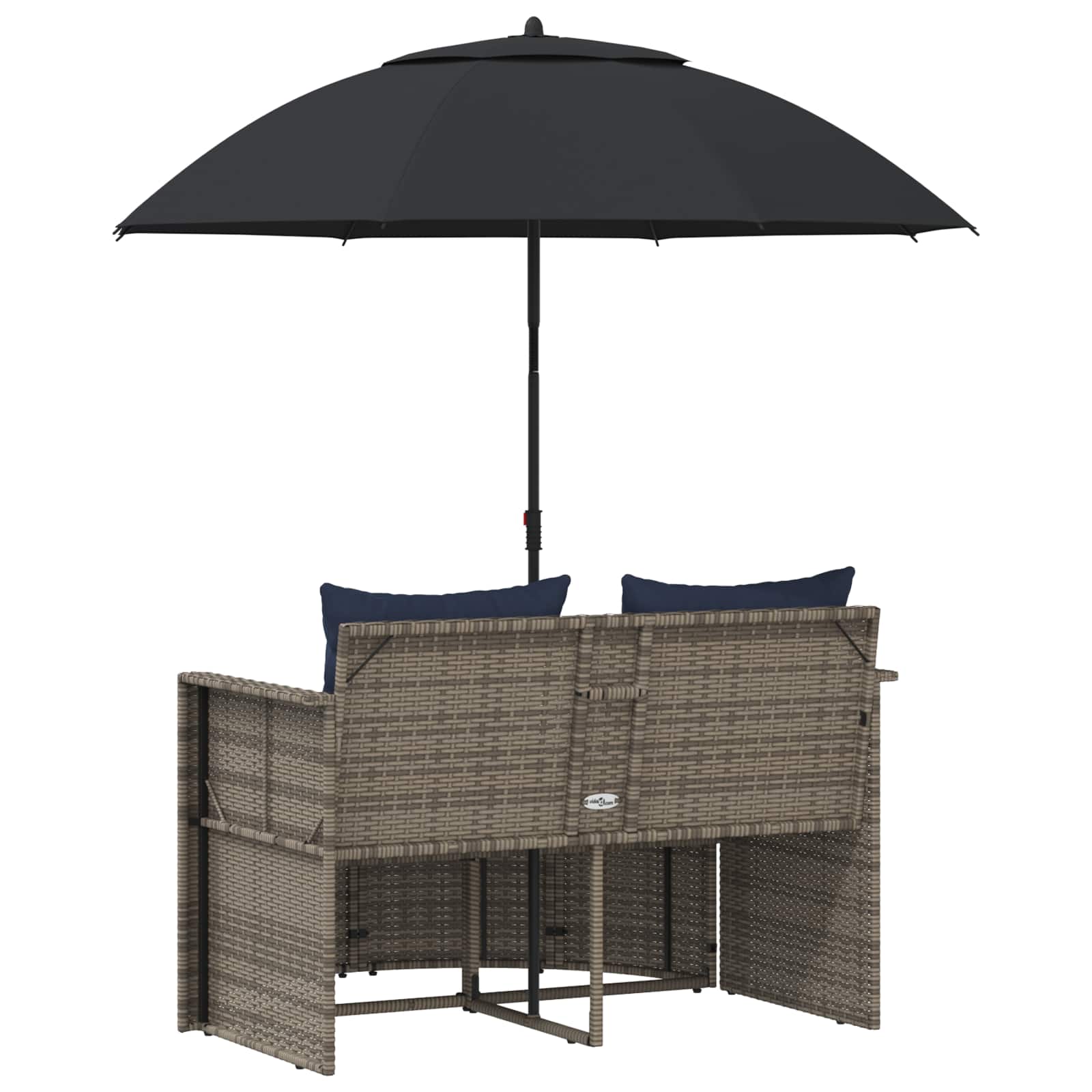 Sodo sofa su pagalve 8 pcs Pilka ir tamsiai mėlyna poliratanas